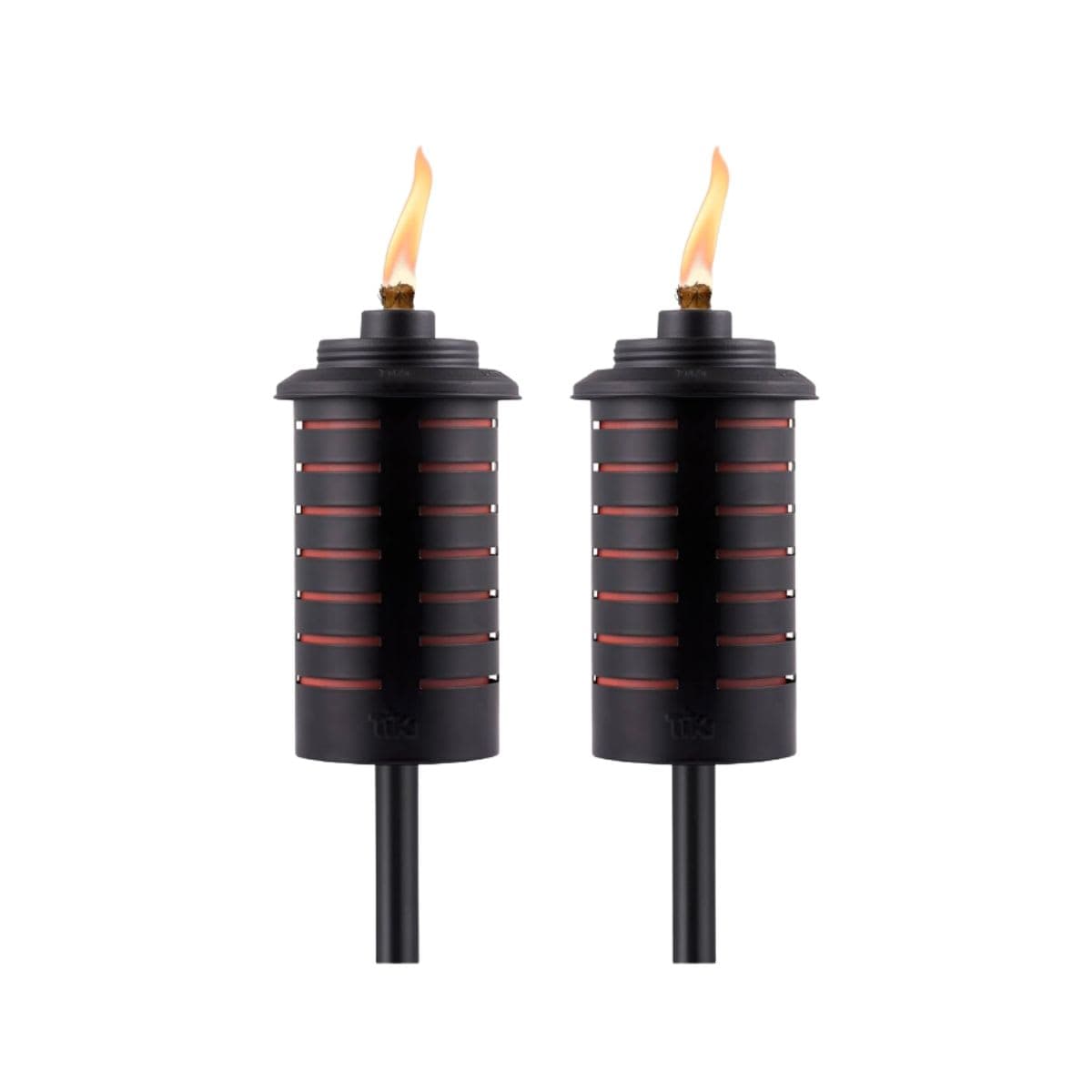 TIKI Metal Black & Orange Easy Install Outdoor Torches, 2-Pack – 65-Inch Decorative Torches for Patio, Lawn, Backyard & Garden – Weather-Resistant Torch Lighting with Wick & Snuffer