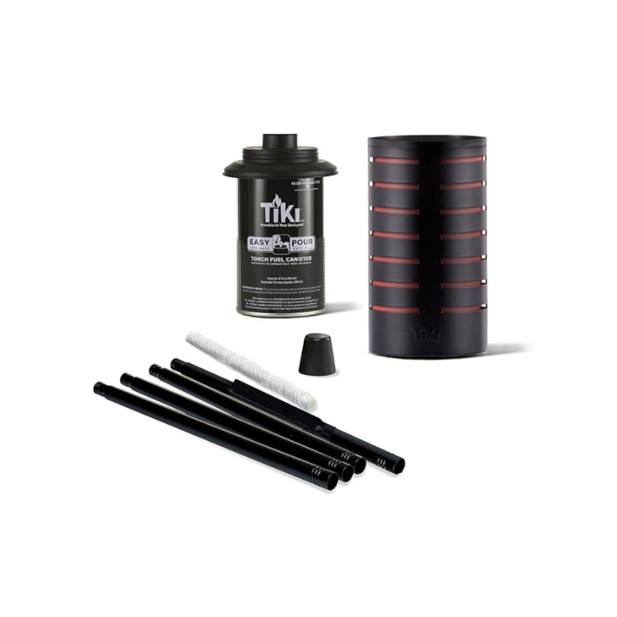 TIKI Metal Black & Orange Easy Install Outdoor Torches, 2-Pack – 65-Inch Decorative Torches for Patio, Lawn, Backyard & Garden – Weather-Resistant Torch Lighting with Wick & Snuffer thumbnail 4
