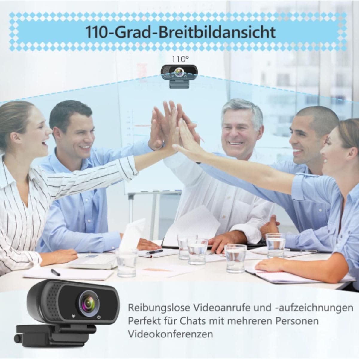 Webcam HD 1080p Web Camera, USB PC Computer Webcam with Microphone, Laptop Desktop Full HD Camera Video Webcam 110 Degree Widescreen, Pro Streaming Webcam for Recording, Calling, Conferencing, Gaming thumbnail 3
