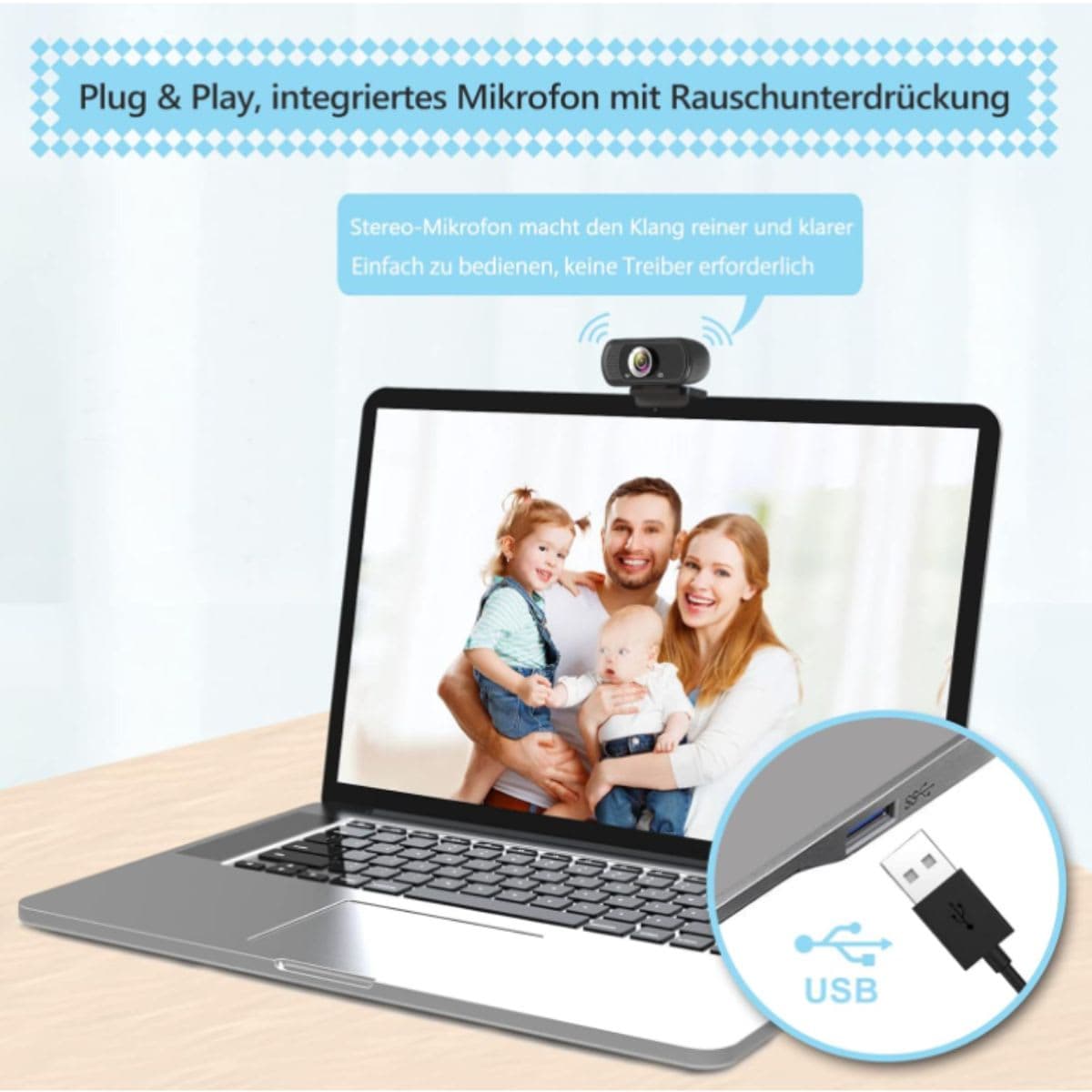 Webcam HD 1080p Web Camera, USB PC Computer Webcam with Microphone, Laptop Desktop Full HD Camera Video Webcam 110 Degree Widescreen, Pro Streaming Webcam for Recording, Calling, Conferencing, Gaming thumbnail 4