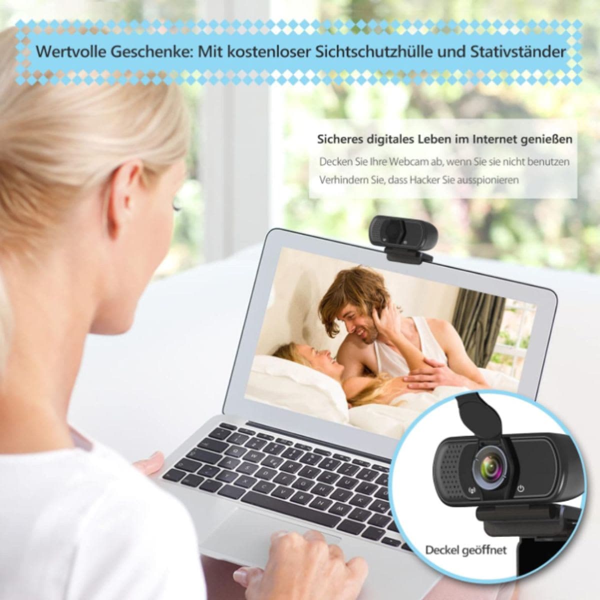 Webcam HD 1080p Web Camera, USB PC Computer Webcam with Microphone, Laptop Desktop Full HD Camera Video Webcam 110 Degree Widescreen, Pro Streaming Webcam for Recording, Calling, Conferencing, Gaming thumbnail 5