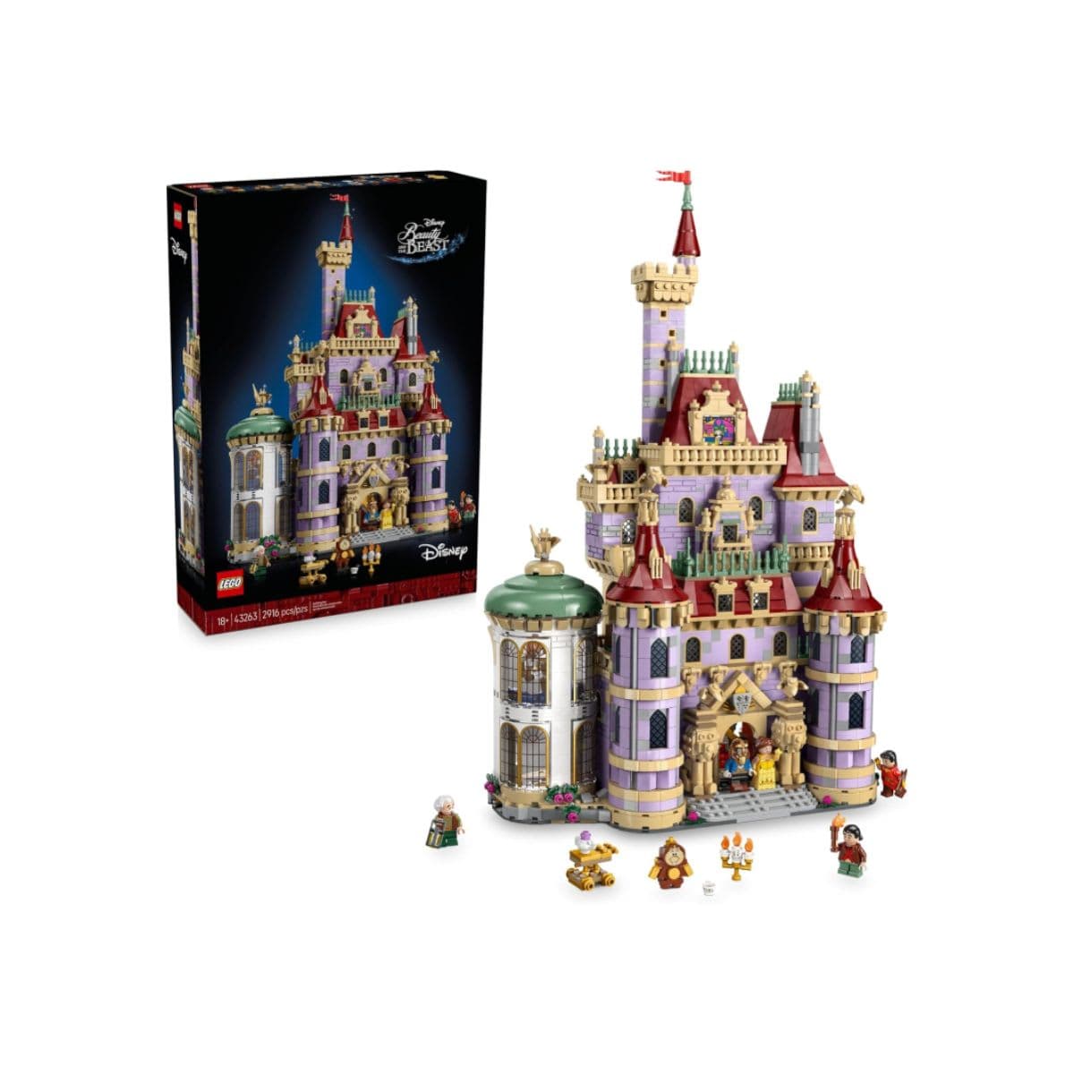 LEGO Disney Princess Beauty and The Beast Castle 3D Puzzle - Room Decor for Women and Men, Ages 18+ - Model Building Kit for Adults - Arts & Crafts Book Shelf Display - DIY Gift Idea - 43263