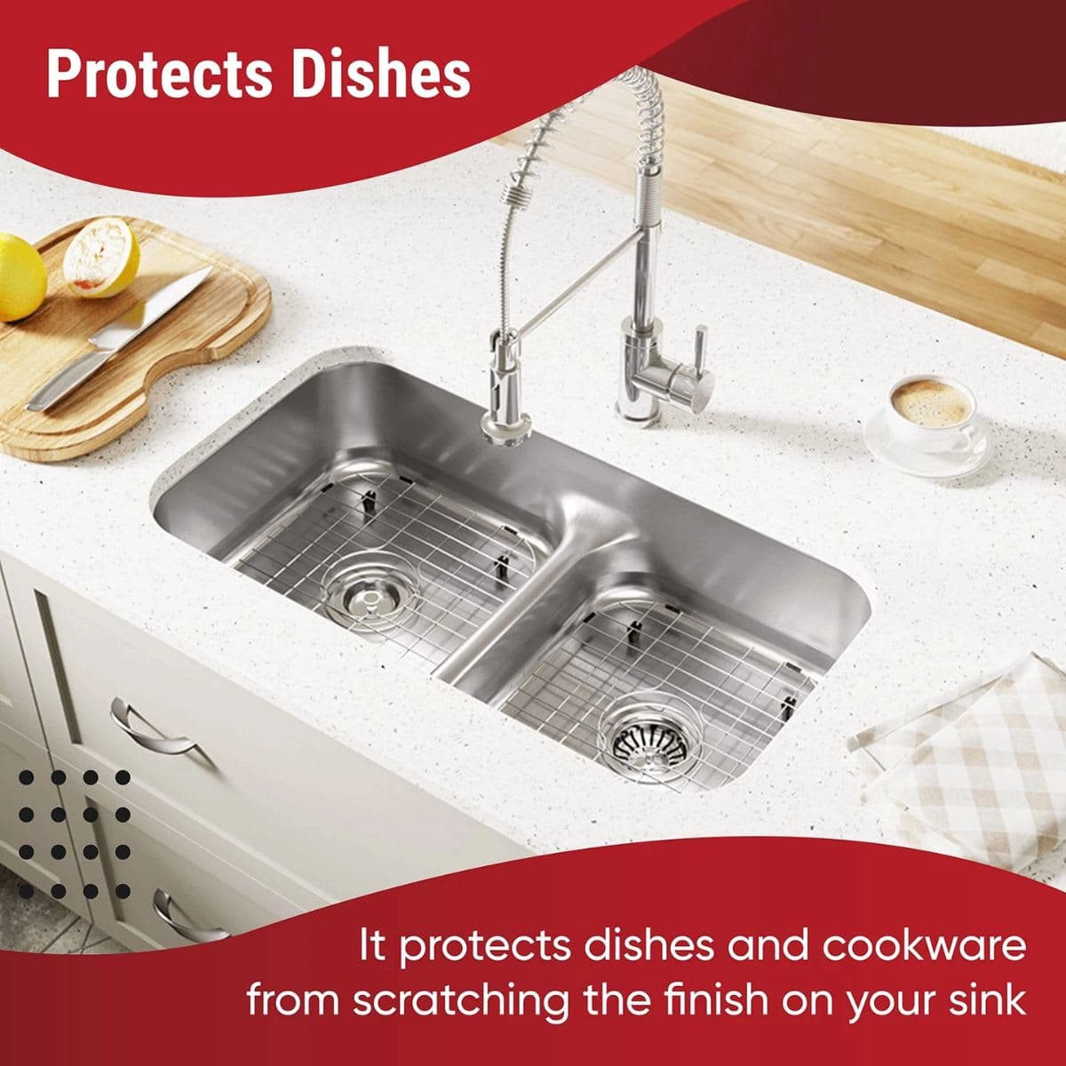 Sink Protector for Kitchen Sink Fits 12x14, Stainless Steel Sink Protector, Sink Bottom Grid thumbnail 5