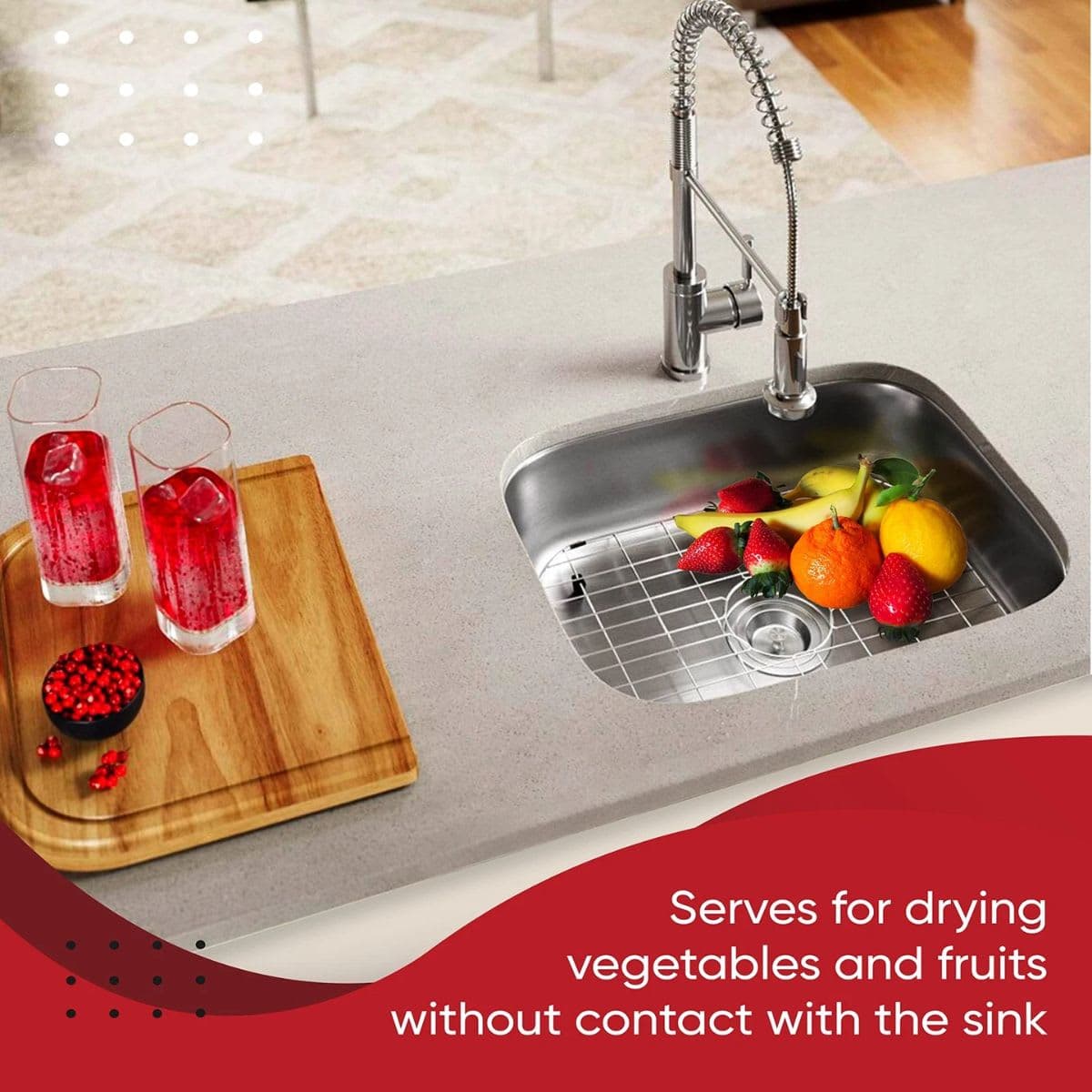 Sink Protector for Kitchen Sink Fits 12x14, Stainless Steel Sink Protector, Sink Bottom Grid thumbnail 6
