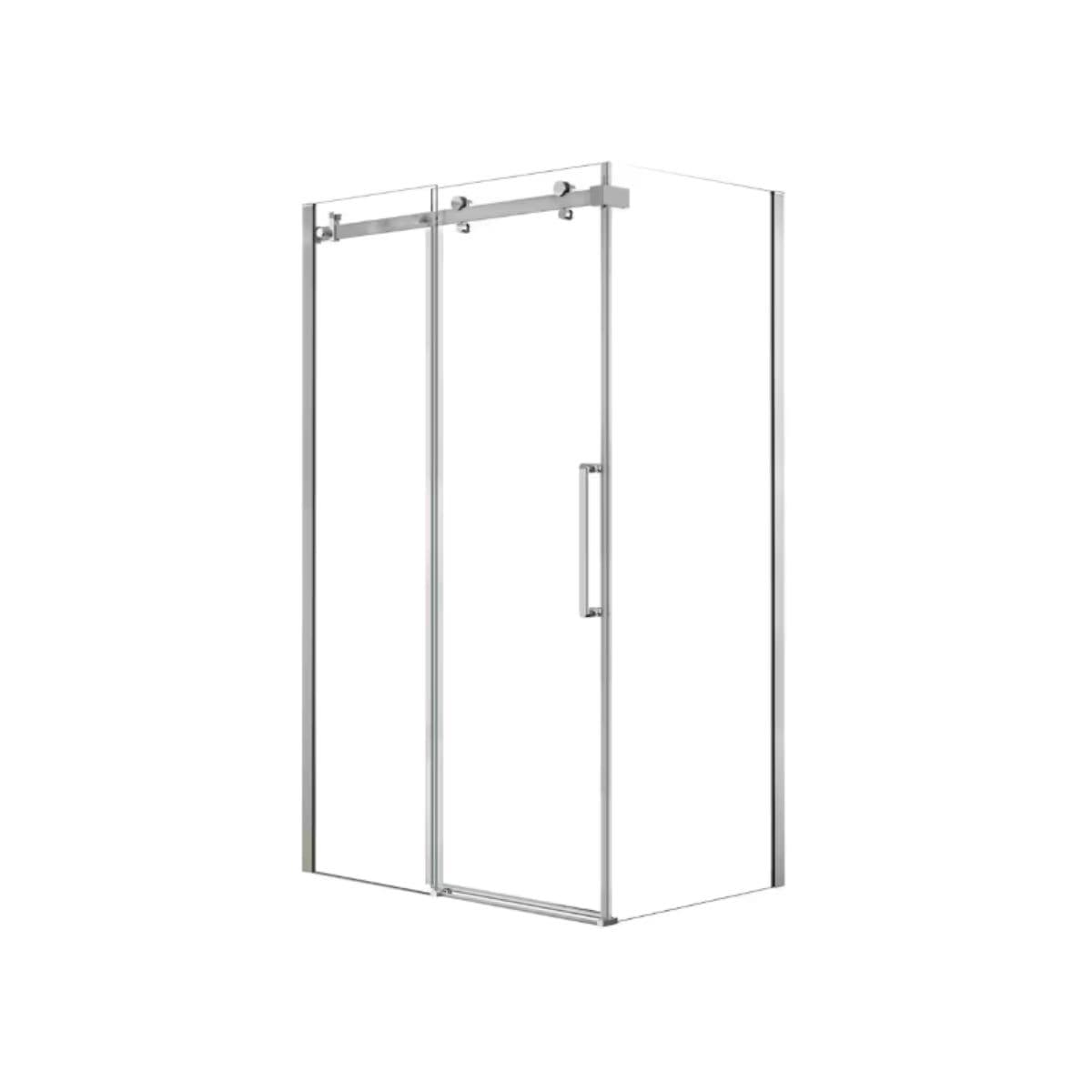 MAAX Utile 48L x 32W x 84H in. 3-in-1 Corner Shower Kit - Shower Stall Enclosure with Centre Drain Base, Wall, and Glass Shower Door in Chrome thumbnail 3