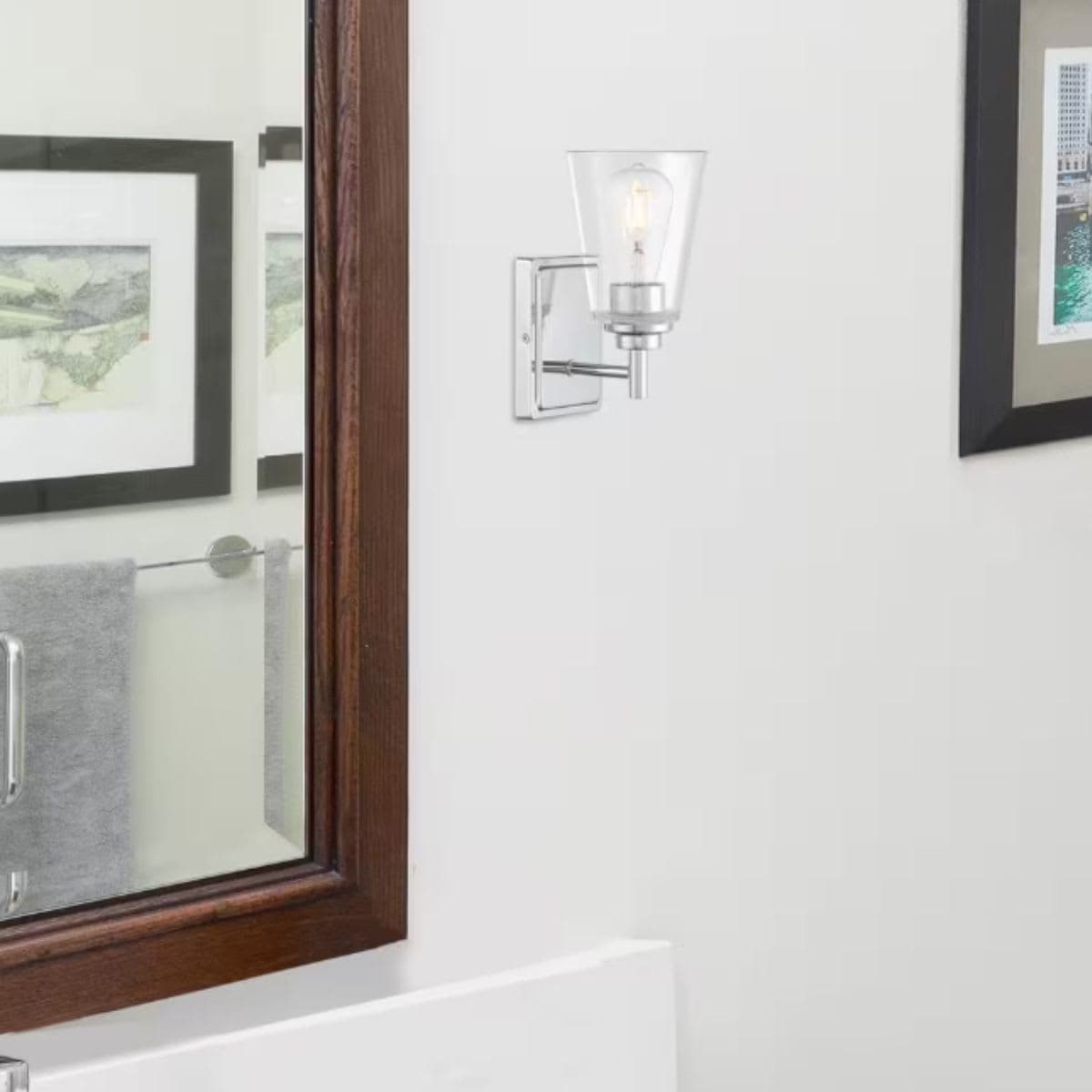 Modern Wall Sconce - Hampton Bay Chrome Clear Glass thumbnail 2