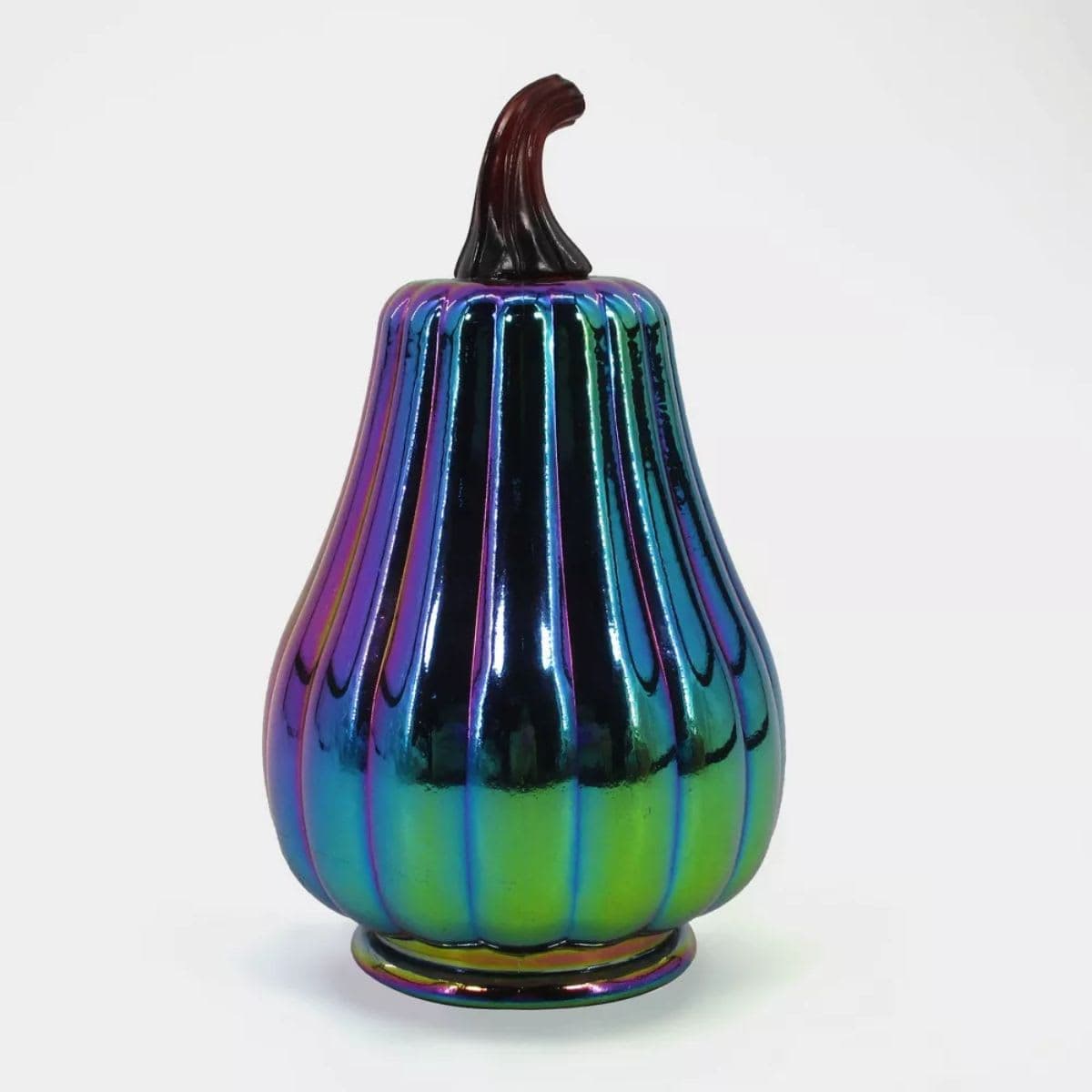 Target Bullseye Halloween 2024 ~ Dark Iridescent Glass Tall Pumpkin Fall ~ NEW thumbnail 2
