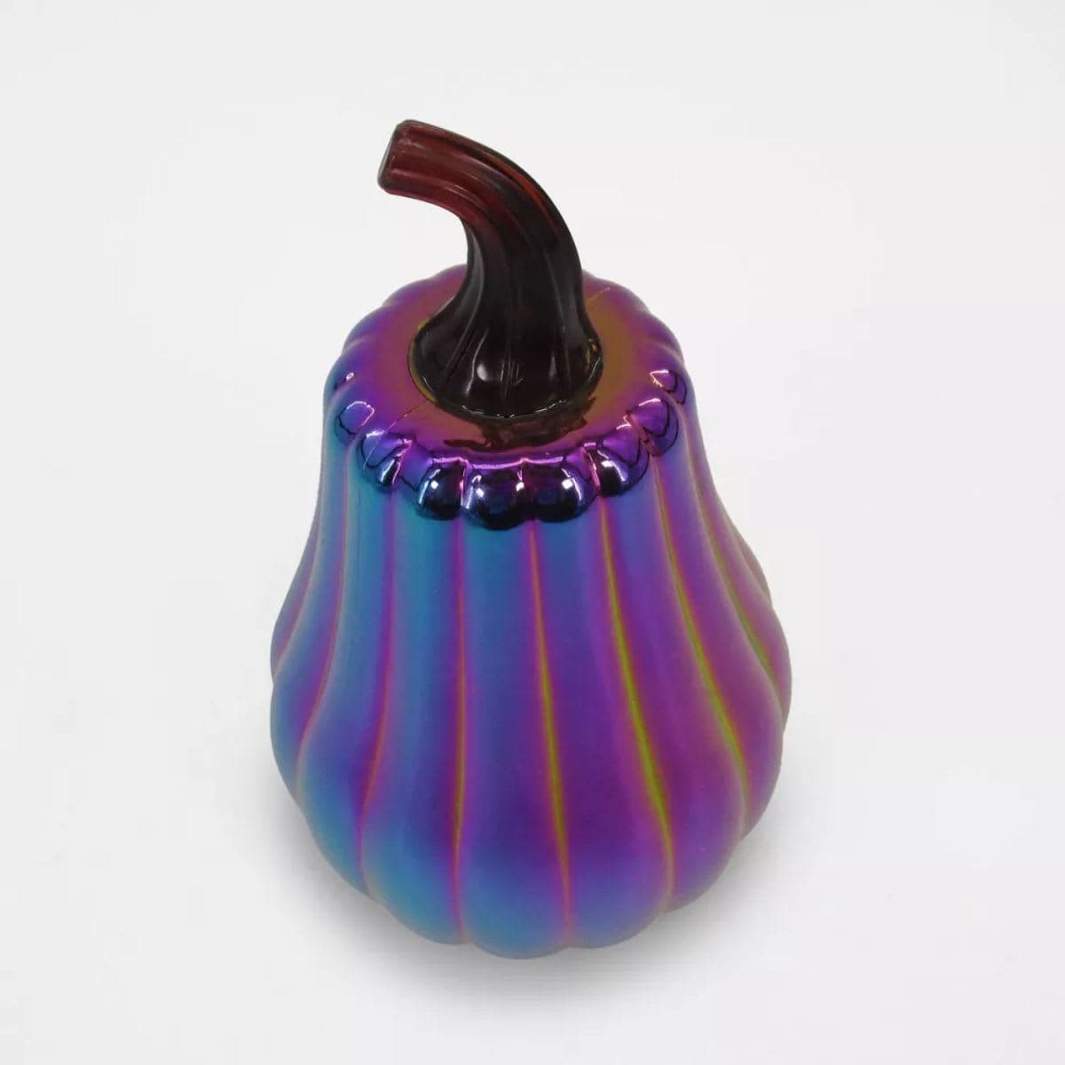 Target Bullseye Halloween 2024 ~ Dark Iridescent Glass Tall Pumpkin Fall ~ NEW thumbnail 3