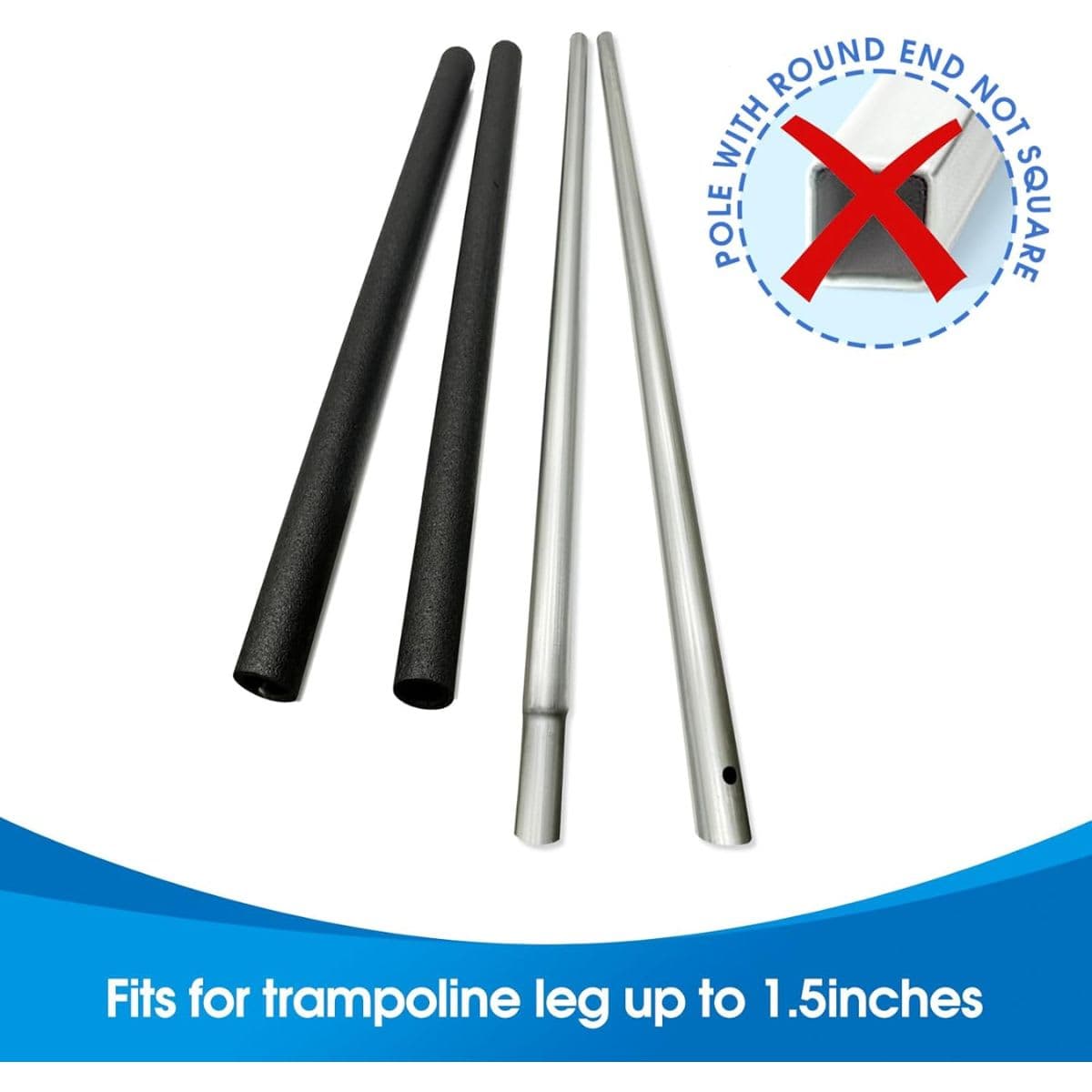 Universal Trampoline Replacement Pole Set – 1 Set Straight Upper & Lower Enclosure Net Pole with Foam Sleeves, 2 Mounting Hardware Kits, Fits 10-16FT Frame thumbnail 5