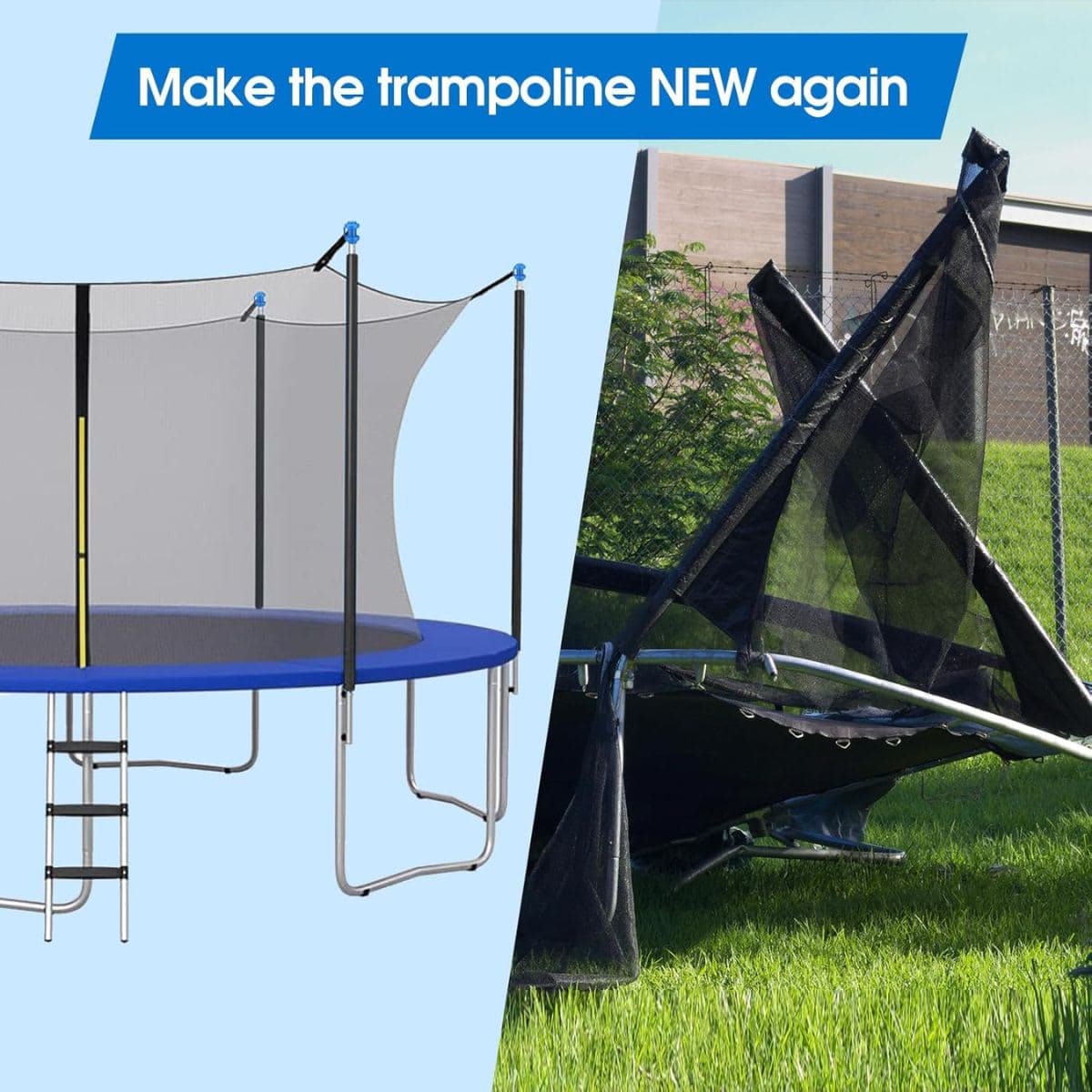 Universal Trampoline Replacement Pole Set – 1 Set Straight Upper & Lower Enclosure Net Pole with Foam Sleeves, 2 Mounting Hardware Kits, Fits 10-16FT Frame thumbnail 6