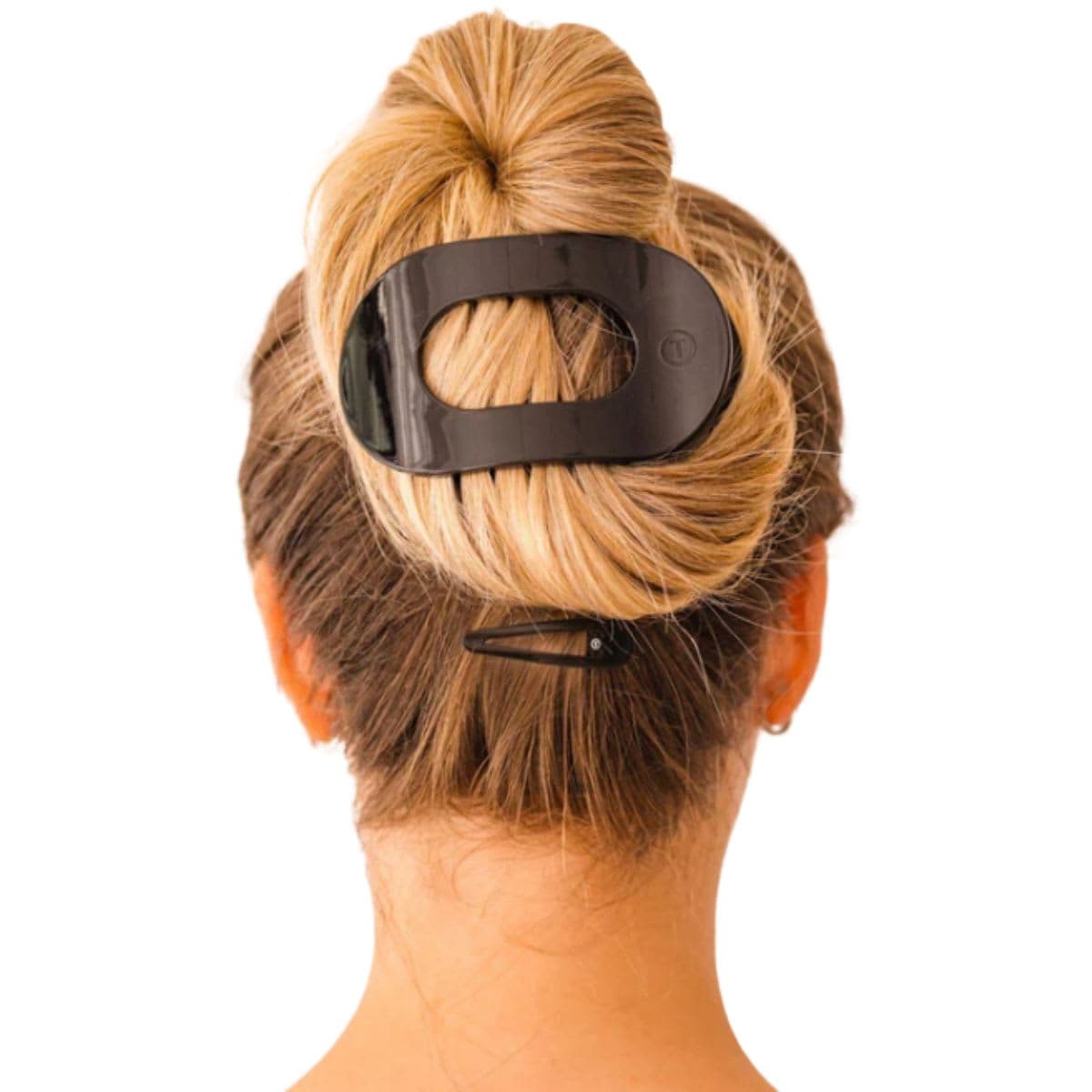 TELETIES Jet Black Large Flat Round Hair Clip thumbnail 4