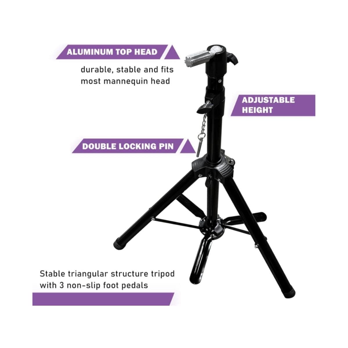 Wig Stand Tripod - Superhairpieces Black thumbnail 2