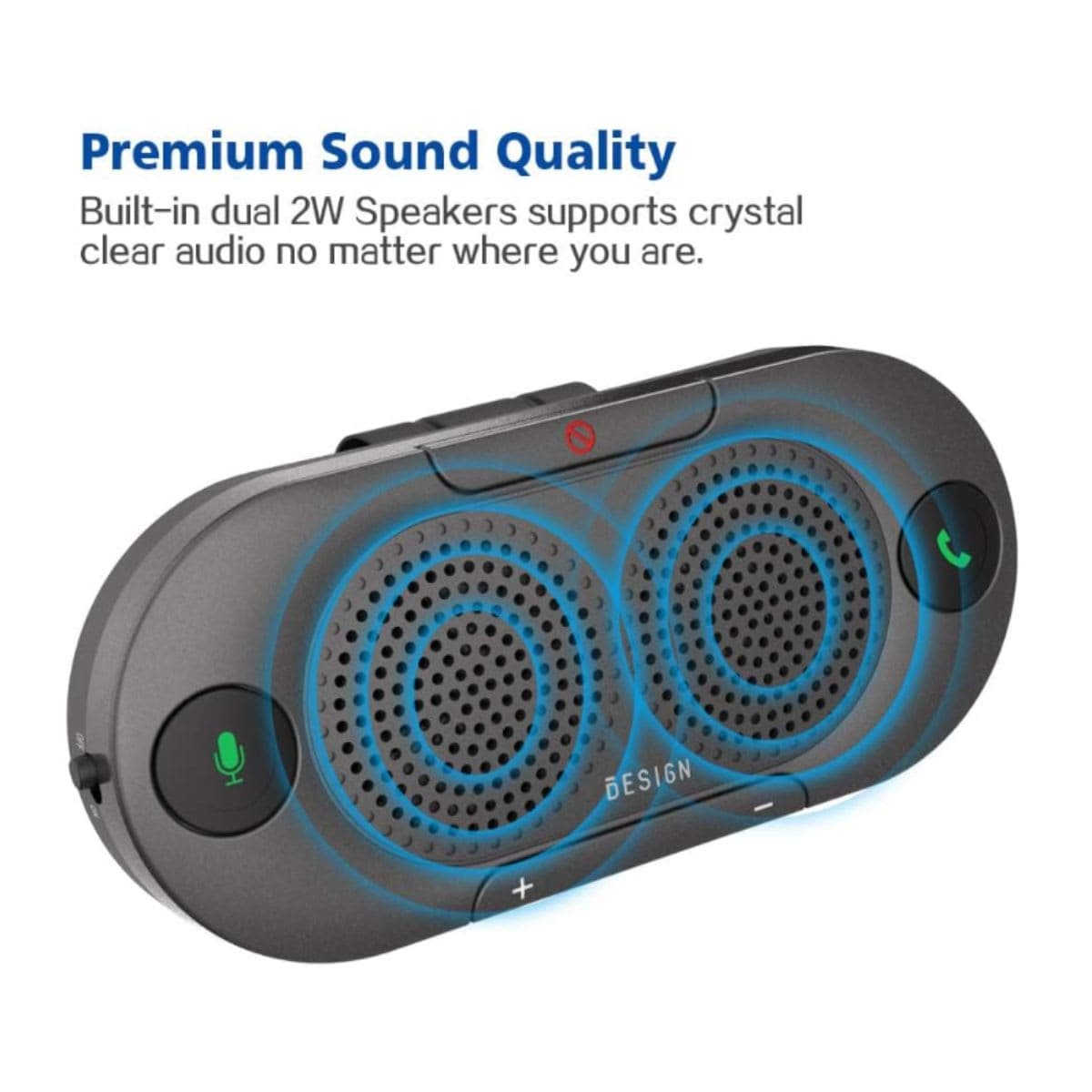 Besign BK06 Bluetooth 5.0 in Car Speakerphone with Visor Clip, Wireless Car Kit for Handsfree Talking, Motion Auto On, Siri Google Assistant Support, Dual 2W Speakers thumbnail 2