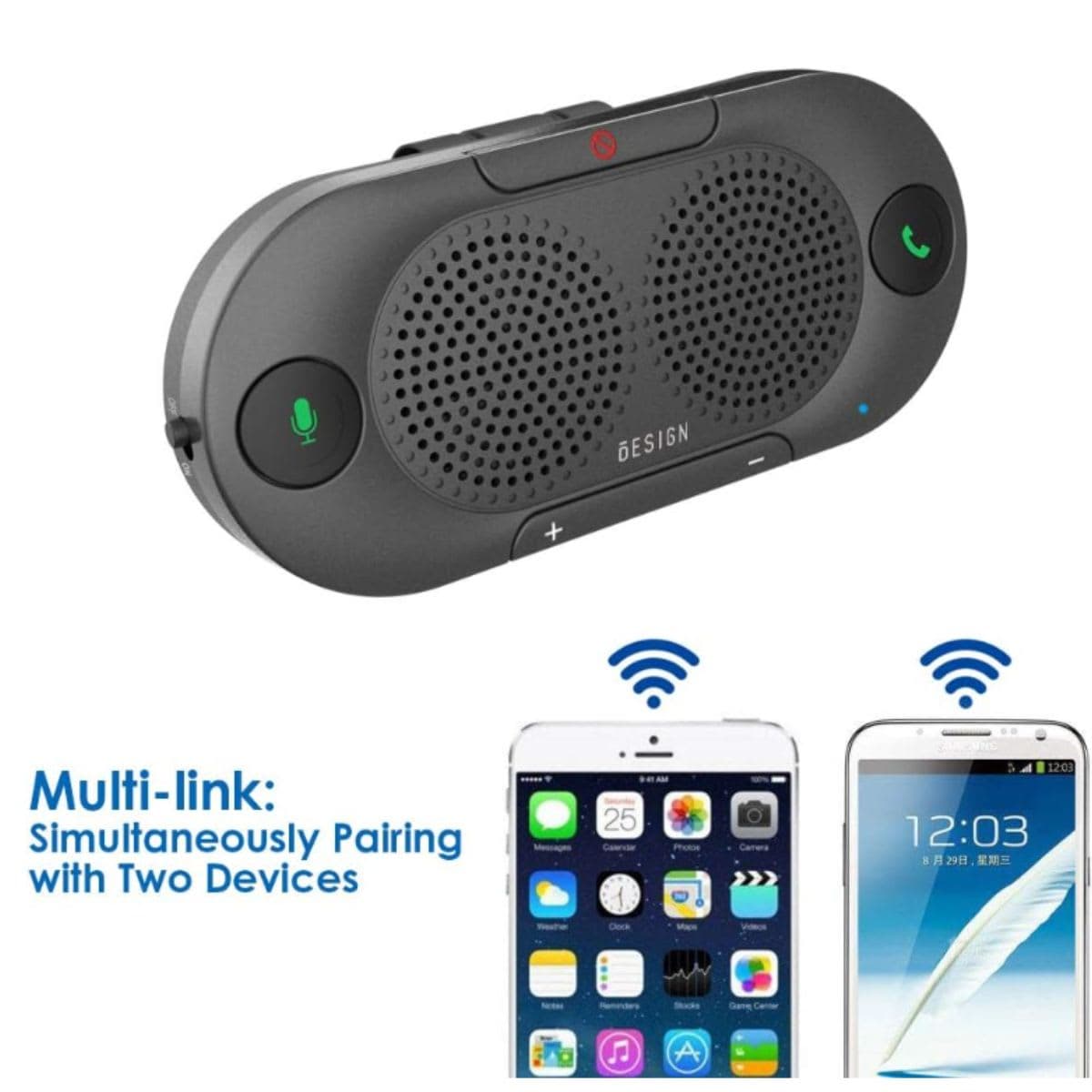 Besign BK06 Bluetooth 5.0 in Car Speakerphone with Visor Clip, Wireless Car Kit for Handsfree Talking, Motion Auto On, Siri Google Assistant Support, Dual 2W Speakers thumbnail 6