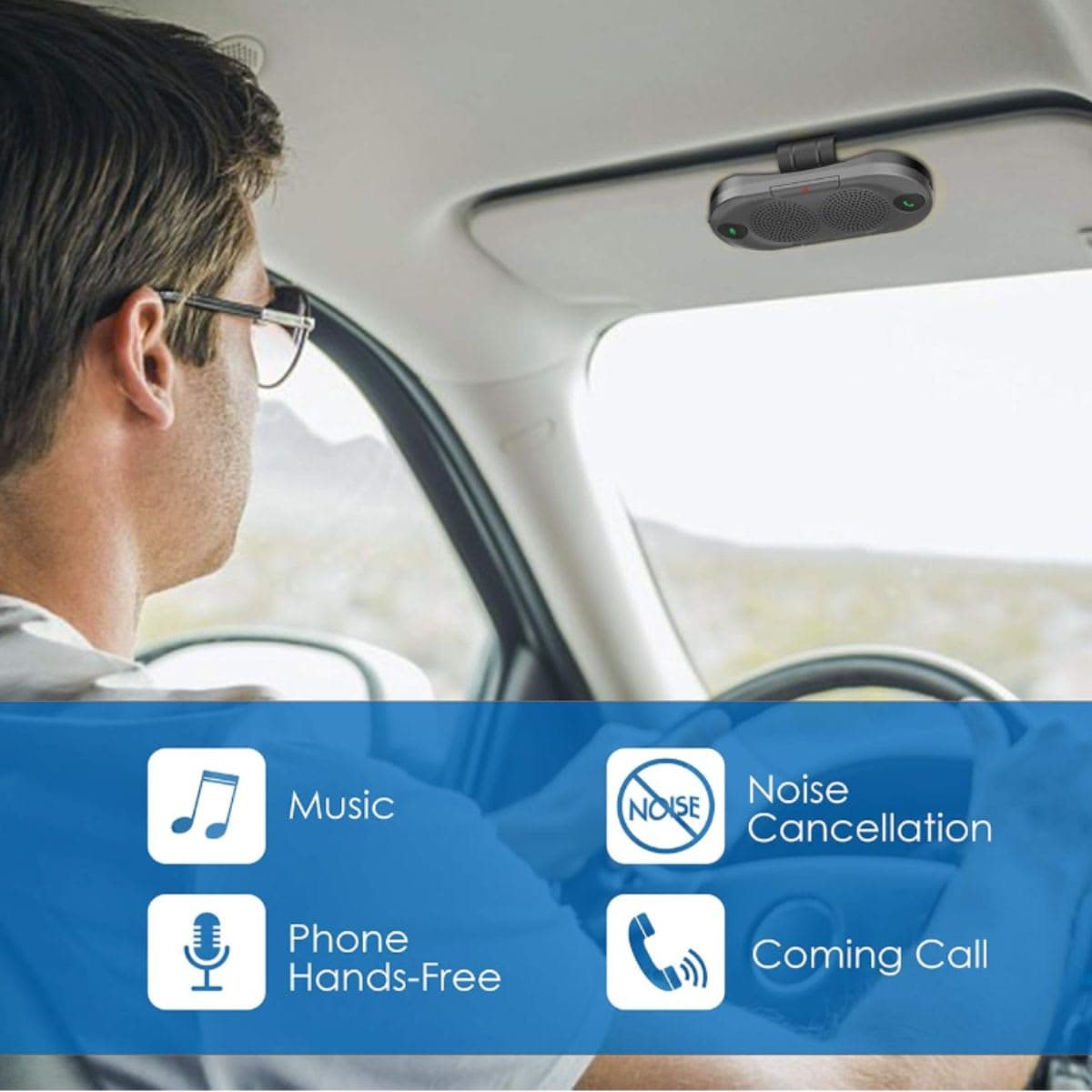 Besign BK06 Bluetooth 5.0 in Car Speakerphone with Visor Clip, Wireless Car Kit for Handsfree Talking, Motion Auto On, Siri Google Assistant Support, Dual 2W Speakers thumbnail 8