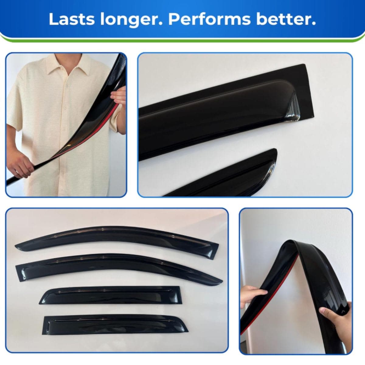 KPY Window Visor Compatible with 2004-2014 Ford F150 SuperCab, 4PC Rain Guard Side Window Vent Deflectors Tape-On Style, 2004 2005 2006 2007 2008 2009 2010 2011 2012 2013 2014 (SuperCab Only) thumbnail 4