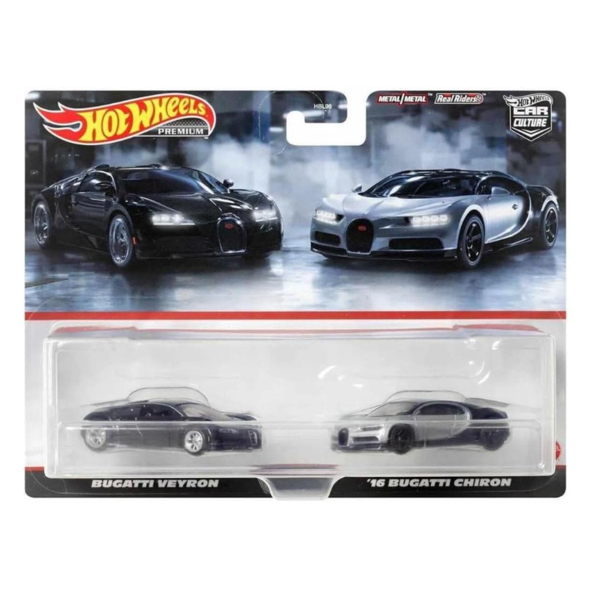 Hot Wheels HKF52 Premium 2-Pack Bugatti Veyron / '16 Bugatti Chiron [Mini Car] [3 Years Old and Up]