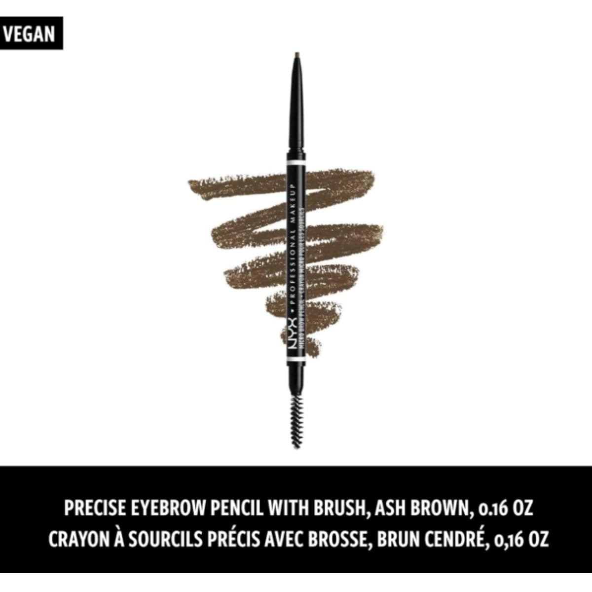 NYX Professional Makeup Micro Brow Pencil, Dual- Ended Eyebrow Pencil, With Integrated Spoolie, For Natural Looking Brows, Vegan Formula, Ash Brown, 0.003 oz - .09g thumbnail 3
