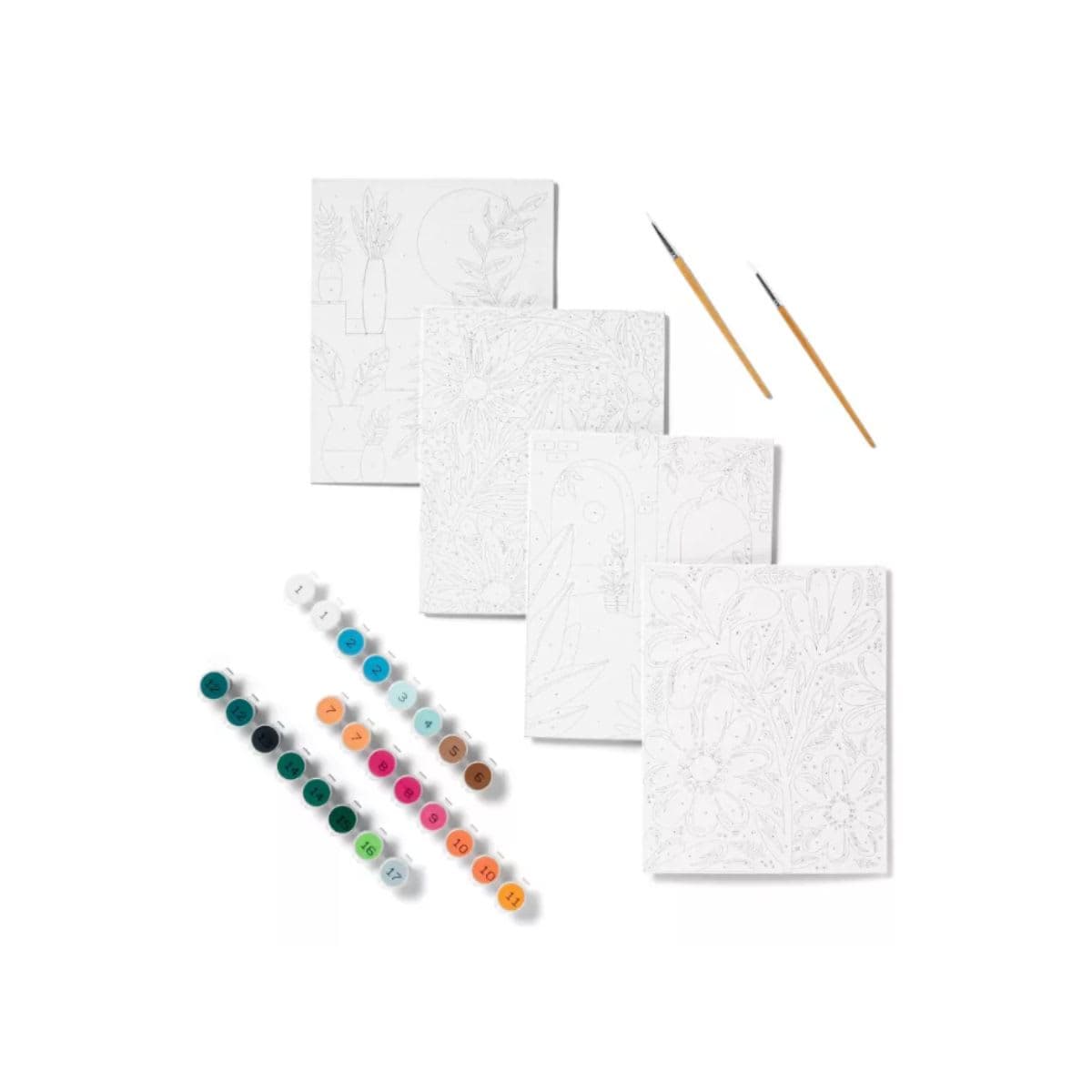 4pk Paint by Number Canvas boards Floral - Mondo Llama™: DIY Art Kit, Acrylic Paint & Brushes, Adult Craft Activity thumbnail 2