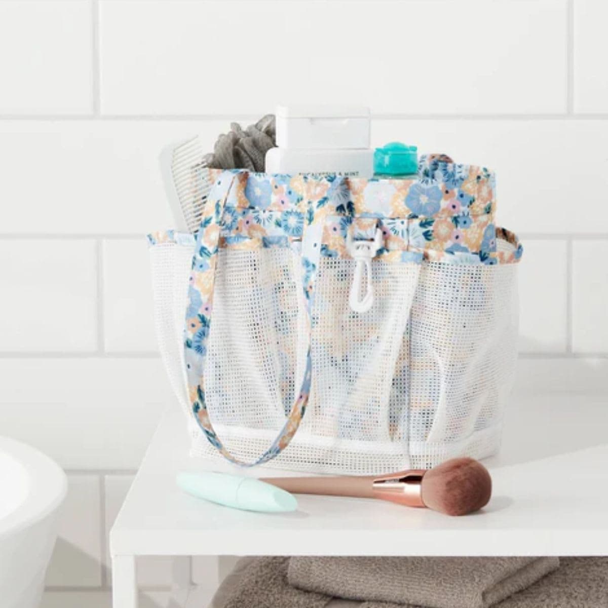 Mesh Shower Caddy, Blue thumbnail 3