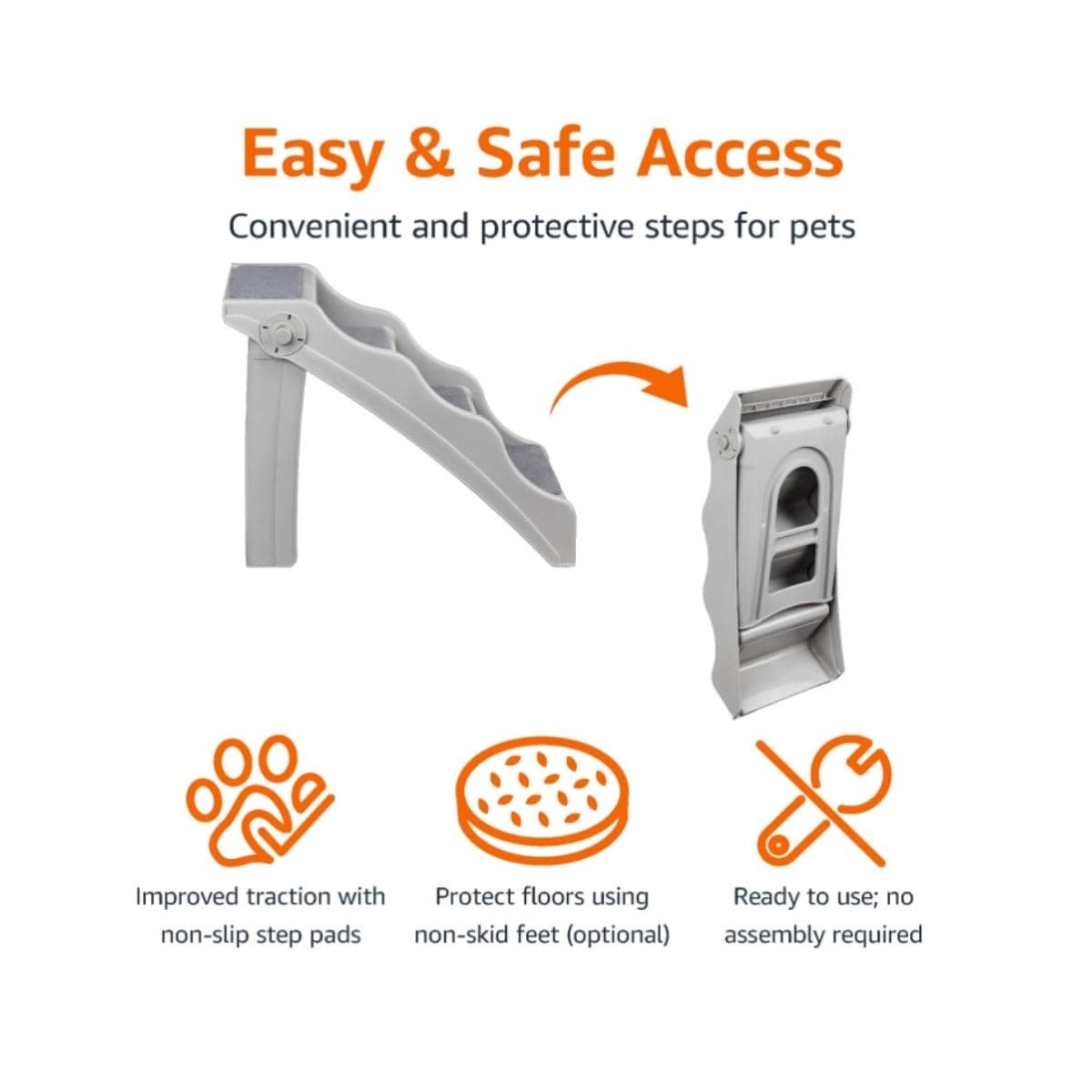 Foldable Pet Stairs - Amazon Basics Grey thumbnail 2