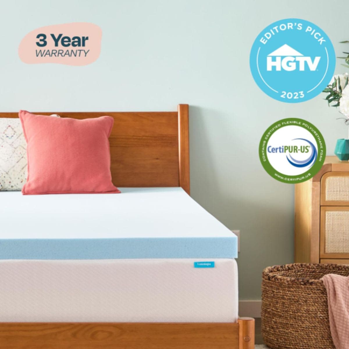 Linenspa 3 Inch Memory Foam Mattress Topper, Gel Infused King Mattress Topper, CertiPUR-US Certified thumbnail 7