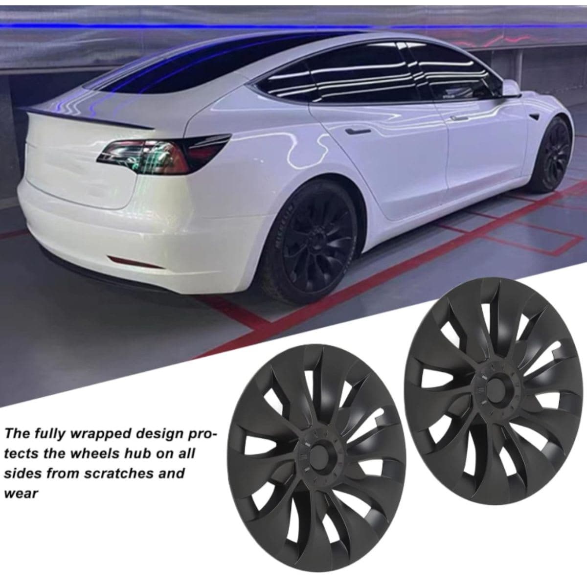 Wheel Hubcap, 4Pcs 19in Wheel Hubcap Matte Black Cool Sporty Replacement Wheel Rim Cover Wheel Cover Hubcap Wheel Hub Cap 19in Wheel Hub Cap thumbnail 4