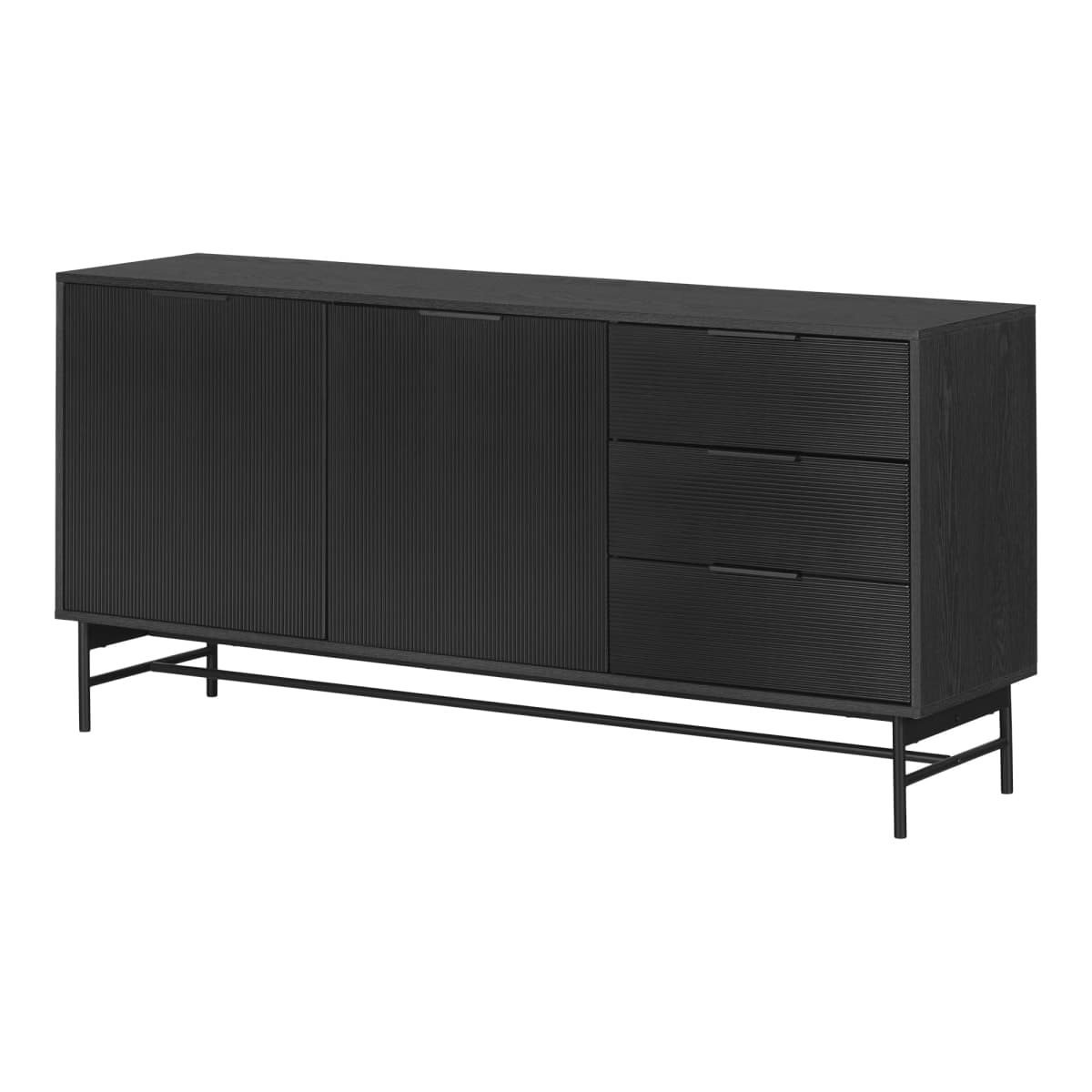 South Shore Arlo Sideboard Ash Oak and Matte Black, Mid-Century Glam — image 1