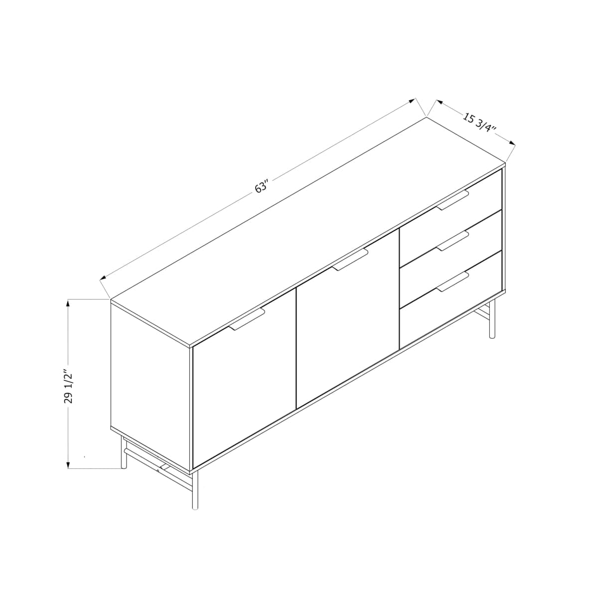 South Shore Arlo Sideboard Ash Oak and Matte Black, Mid-Century Glam thumbnail 4