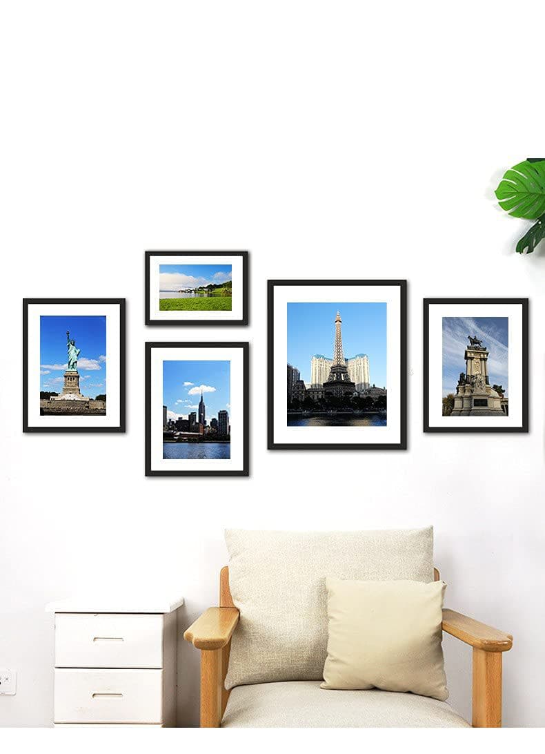 PEALSN 11x14 Picture Frame Set of 6, Display Pictures 8x10 with Mat or 11x14 without Mat for Wall Mounting or Table Top Display, Photo Frames Collage for Wall Decor, Black Woodgrain. thumbnail 4