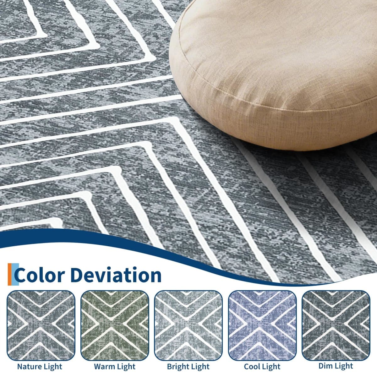 ROYHOME Geometric Area Rug 4x6 Washable Bedroom Rug Non Slip Contemporary Living Room Stain Resistant Modern Throw Dining Room Carpet Small Indoor Abstract Accent Carpet, Dark Grey thumbnail 5