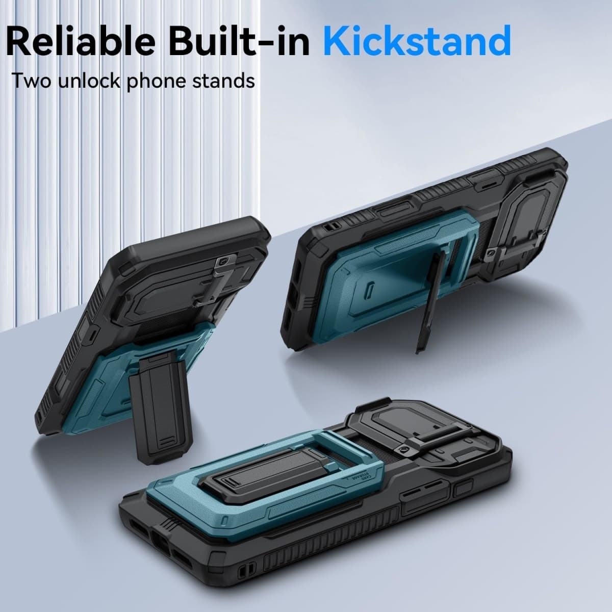 Nofnus for iPhone 16 Pro Max Case with Semi-Automatic Card Slot (3-4 Cards) RFID Blocking & Kickstand & Camera Lens Cover & Wallet, Heavy Duty Rugged Phone Case (Blue, for iPhone 16 Pro Max, 6.9") thumbnail 5
