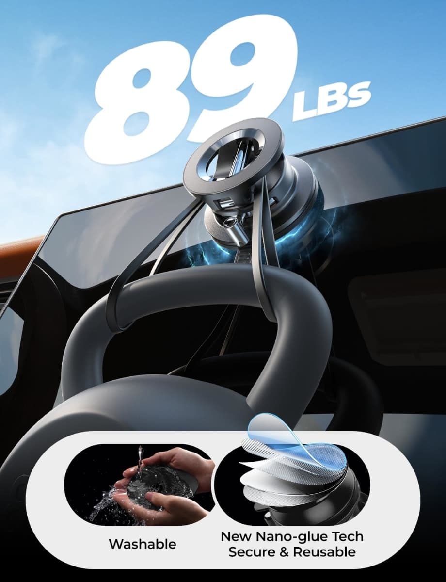 LISEN Suction Cup Phone Mount, Vacuum Magnetic Phone Holder, 360° Adjustable for MagSafe Car Holder Foldable Suction Phone Mount for Car, for Garmin GPS/Mirror/Smooth Surface, for iPhone 16 Pro Max 15 thumbnail 2