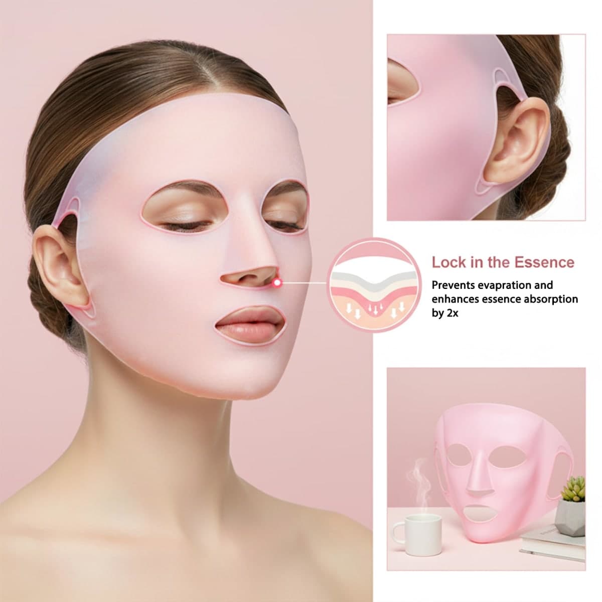 2 Pack Silicone Face Mask Cover, Reusable Anti-Wrinkle Silicone Face Masks for Sheet 3D Masks Covers Moisturizing Facial Mask Cover Prevent Evaporation Falling Skincare Beauty Spa for Women Men thumbnail 3