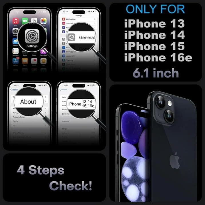 Apple iPhone 13 / iPhone 14 / iPhone 15 / iPhone 16e Case (6.1") Rugged Case Heavy Duty Shockproof Dust/Drop Proof 3 in 1 Full Body Cover, Navy thumbnail 2