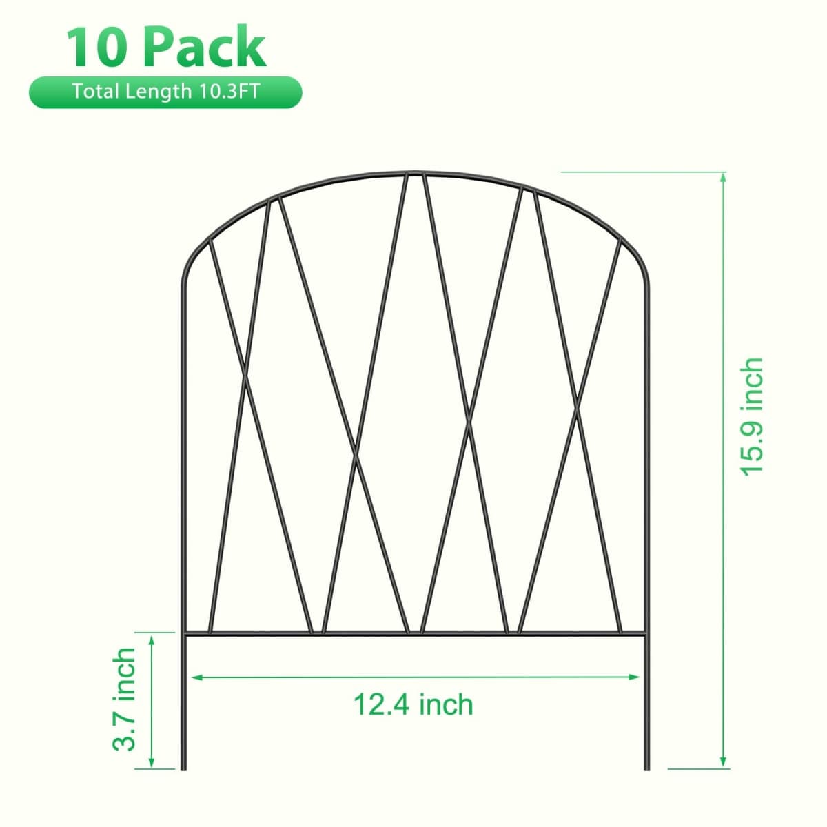 10 Pack Decorative Garden Fence 10.3 ft (L) x 15.9 in (H) Small Fence Animal Barrier Arched Rustproof Garden Fence Border Rabbit Metal Flower Bed Fencing for Yard Patio Outdoor Landscape thumbnail 3