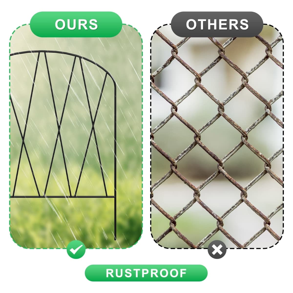 10 Pack Decorative Garden Fence 10.3 ft (L) x 15.9 in (H) Small Fence Animal Barrier Arched Rustproof Garden Fence Border Rabbit Metal Flower Bed Fencing for Yard Patio Outdoor Landscape thumbnail 5