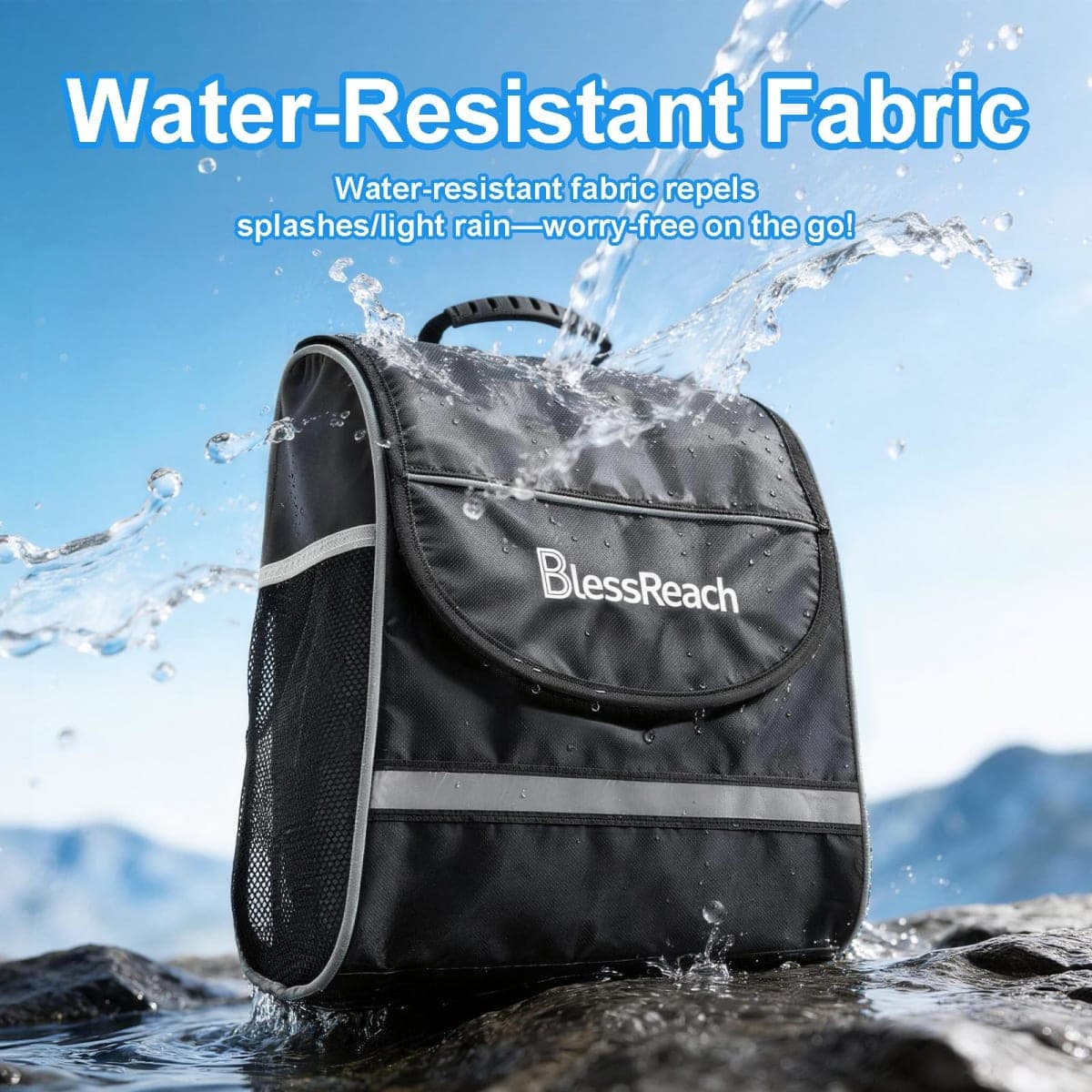 BlessReach Rolling Knee Walker Storage Bag - Durable Oxford Cloth Carry Bag with Reflective Strips & Secure Pockets, Universal Fit for Most Knee Scooters, Travel & Daily Use（Black） thumbnail 5