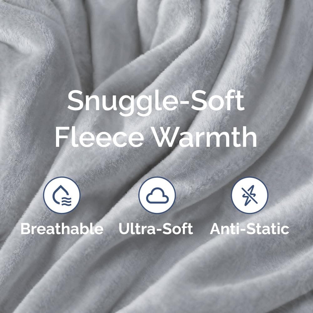 Ultra Soft Fleece Blanket Twin Size - Flannel Fleece Luxury Twin Blanket - Lightweight for Couch Bed Chair - Thick, Warm and Breathable - All Season Cozy Fuzzy, Anti-Static Microplush Bedding, Grey thumbnail 3