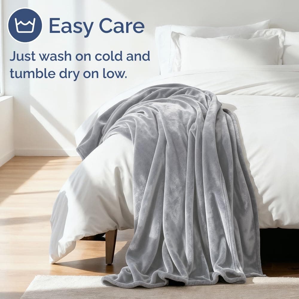 Ultra Soft Fleece Blanket Twin Size - Flannel Fleece Luxury Twin Blanket - Lightweight for Couch Bed Chair - Thick, Warm and Breathable - All Season Cozy Fuzzy, Anti-Static Microplush Bedding, Grey thumbnail 5