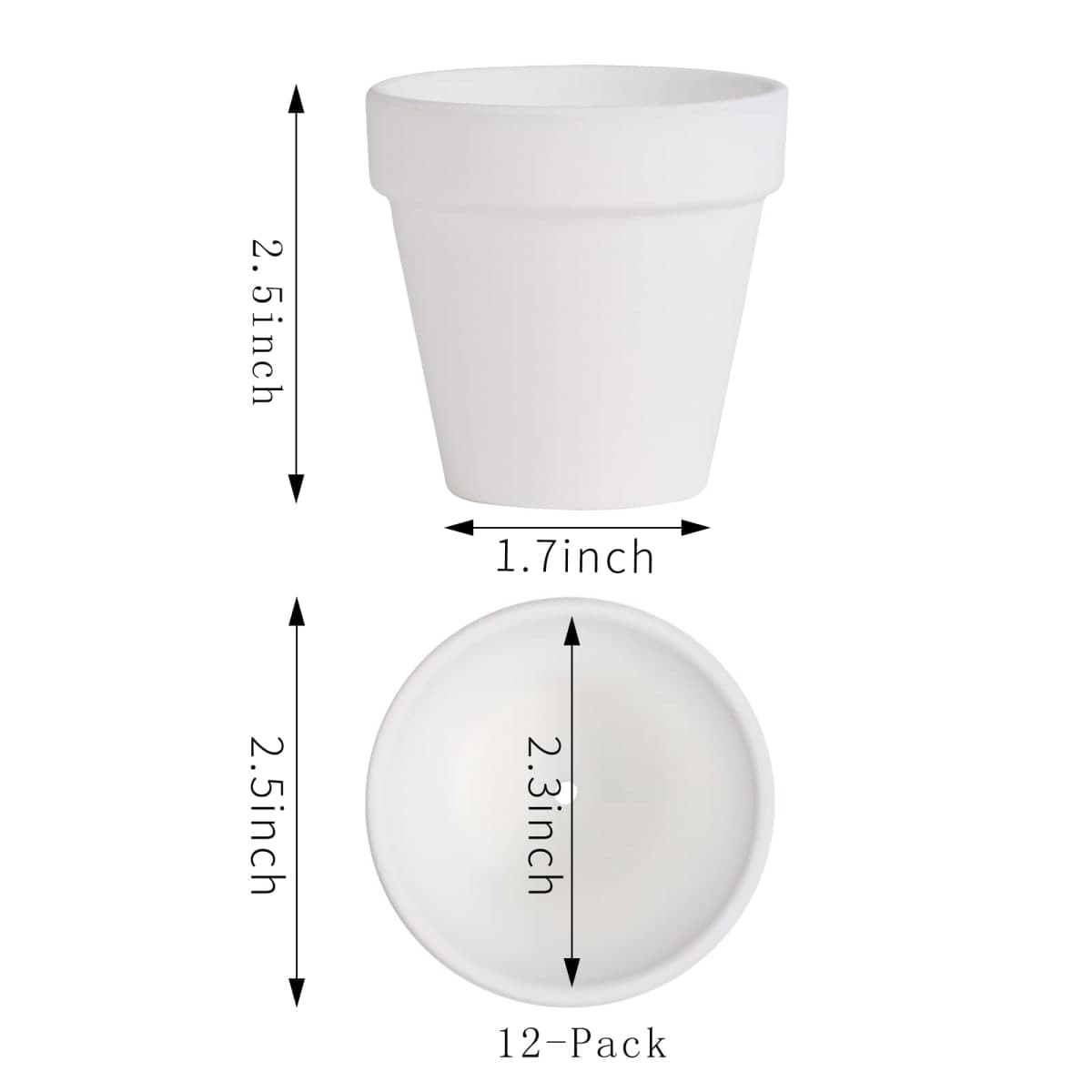 Yishang 2.5 inch White Terracotta Pots with Drainage Holes,Small Mini Clay Ceramic Pottery Planter,Cactus Flower Terra Cotta Pots,Succulents Nursery Pots for Indoor/Outdoor Plants,Crafts-12 Pack thumbnail 2