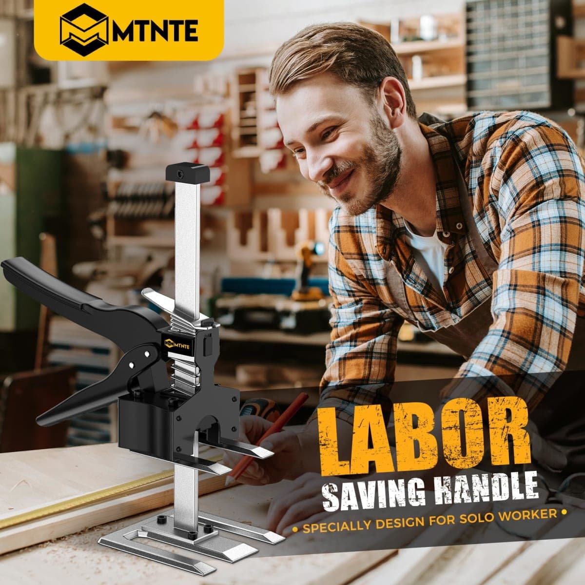 Mtnte Labor Saving Handle 12 In Furniture Jack Drywall Lift for Wall Tile Locator, Multi-Function Height Adjustment Lifting Device,Door Panel,Lever Arm Lifter Tool Board Weight 330lb, Lift Range 6.7In thumbnail 2