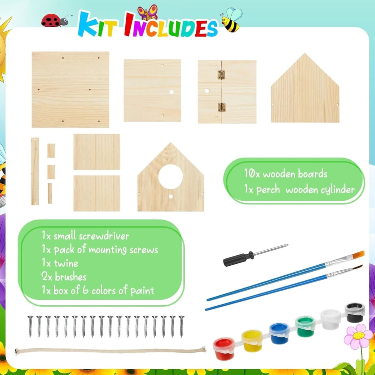 Liliful 4 Sets Wooden DIY Birdhouse Kit, Unfinished Bird Houses with Paints and Paintbrushes, Bird Feeder Craft Arts for Kids Ages 4-8, 8-12, Classroom Activity and Adults Wooden Craft Gifts thumbnail 3