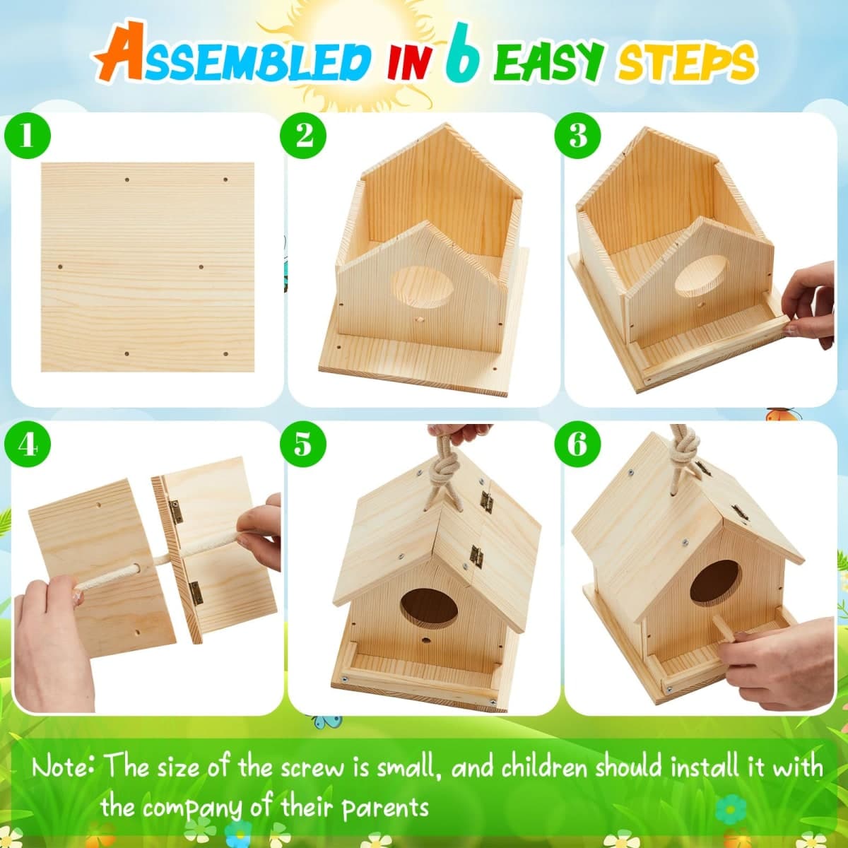 Liliful 4 Sets Wooden DIY Birdhouse Kit, Unfinished Bird Houses with Paints and Paintbrushes, Bird Feeder Craft Arts for Kids Ages 4-8, 8-12, Classroom Activity and Adults Wooden Craft Gifts thumbnail 4