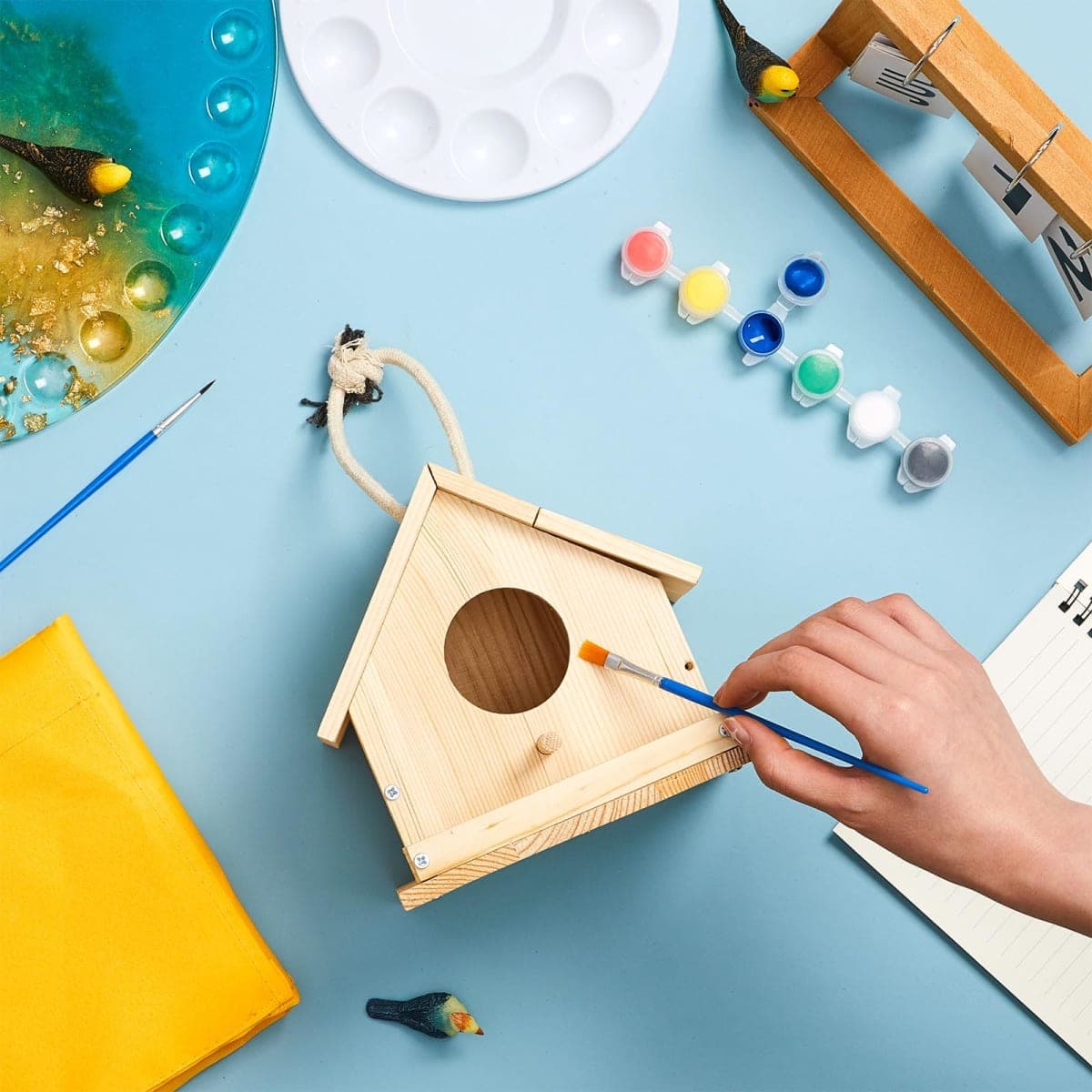 Liliful 4 Sets Wooden DIY Birdhouse Kit, Unfinished Bird Houses with Paints and Paintbrushes, Bird Feeder Craft Arts for Kids Ages 4-8, 8-12, Classroom Activity and Adults Wooden Craft Gifts thumbnail 5