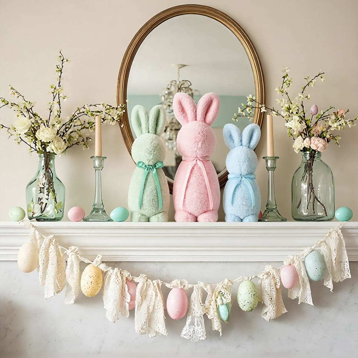 Breling 3 Pcs Easter Bunny Throw Pillow Pastel Easter Rabbit Shaped Pillow 16" 13" 10" Flocked Bunny with Bow Tie Cute Spring Plush Decor for Sofa Couch Living Room Bedroom Home Car Office Decor thumbnail 5