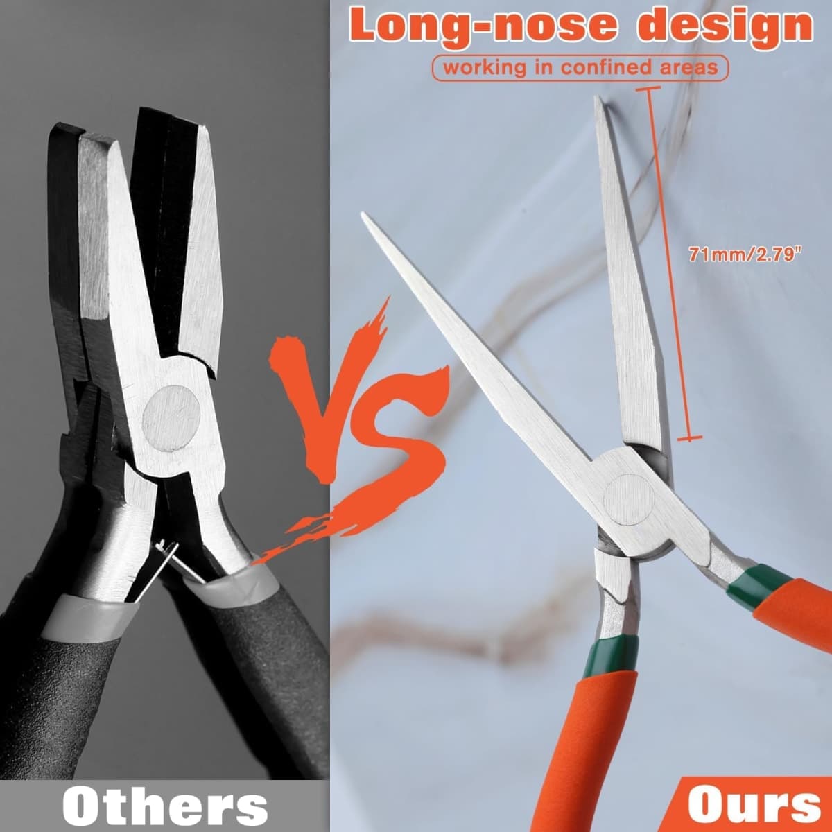SPEEDWOX Long Flat Nose Pliers 7.5 Inch Smooth Jaw Pliers for Jewelry Making Duck Bill Pliers Extra Long Flat Nose Pliers for Hard to Reach Narrow Spaces Chain Nose Pliers for Wire Straightening thumbnail 2
