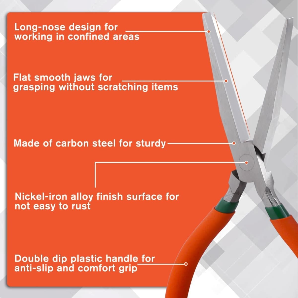 SPEEDWOX Long Flat Nose Pliers 7.5 Inch Smooth Jaw Pliers for Jewelry Making Duck Bill Pliers Extra Long Flat Nose Pliers for Hard to Reach Narrow Spaces Chain Nose Pliers for Wire Straightening thumbnail 3