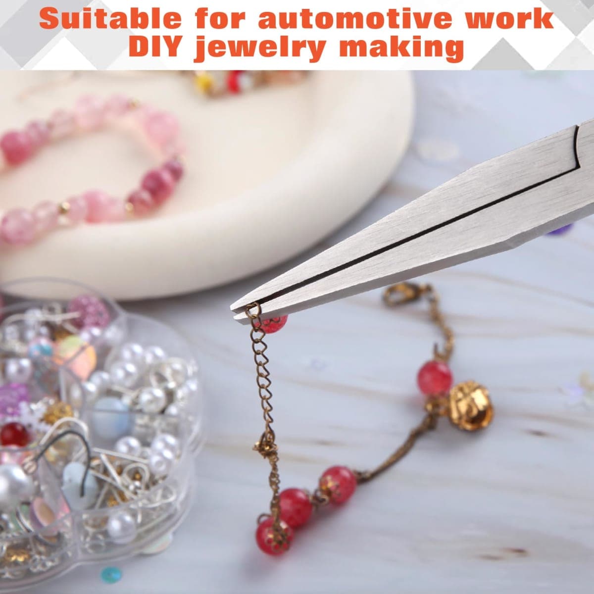 SPEEDWOX Long Flat Nose Pliers 7.5 Inch Smooth Jaw Pliers for Jewelry Making Duck Bill Pliers Extra Long Flat Nose Pliers for Hard to Reach Narrow Spaces Chain Nose Pliers for Wire Straightening thumbnail 4