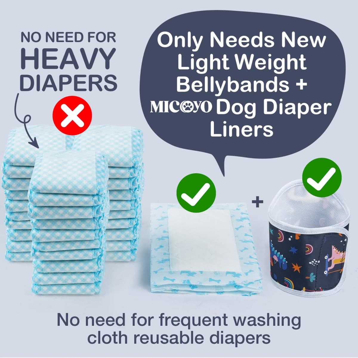MICOOYO Male Dog Diaper Lightweight Dog Wraps Washable Dogs Diapers Doggie Belly Bands for Male Dogs, Small Reusable Puppy Diapers (Dinosaur, S) thumbnail 3